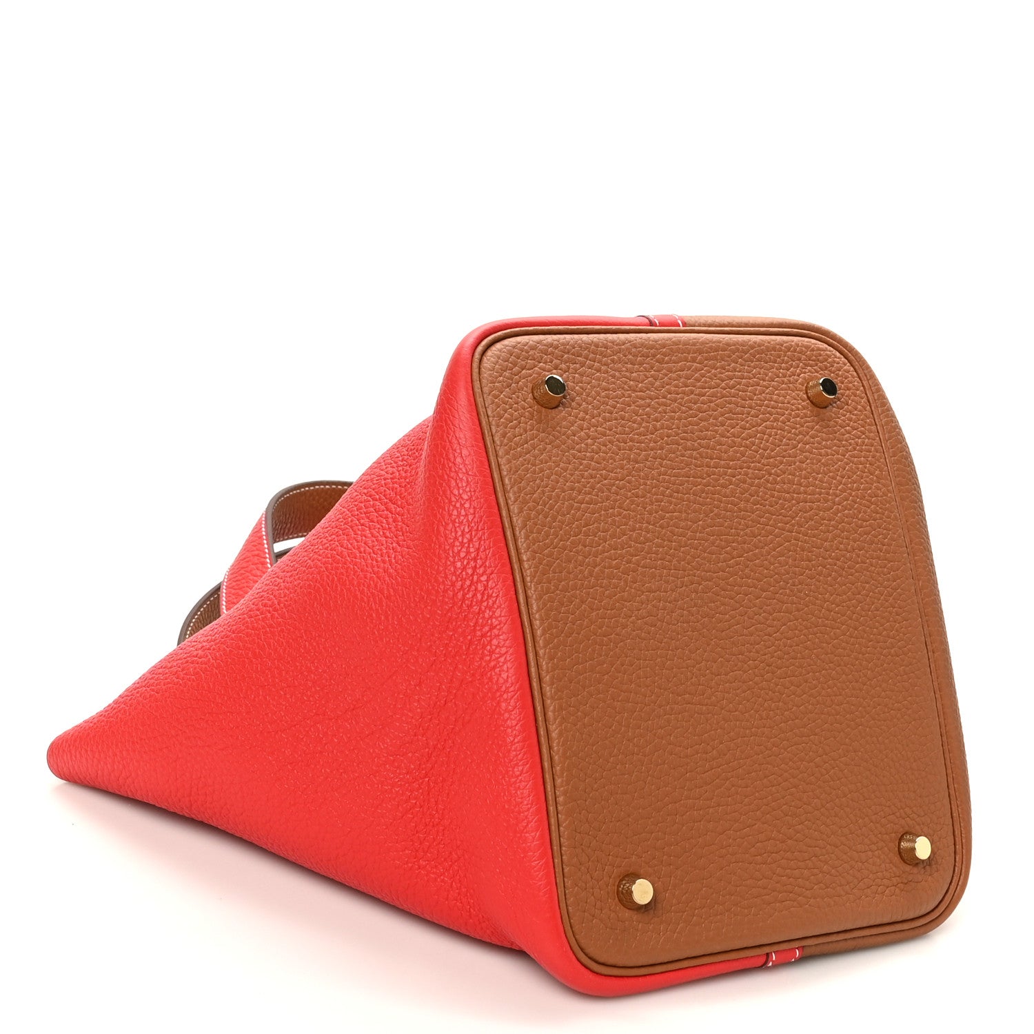 Taurillon Clemence Casaque Picotin Lock 22 MM Gold Rouge De Coeur