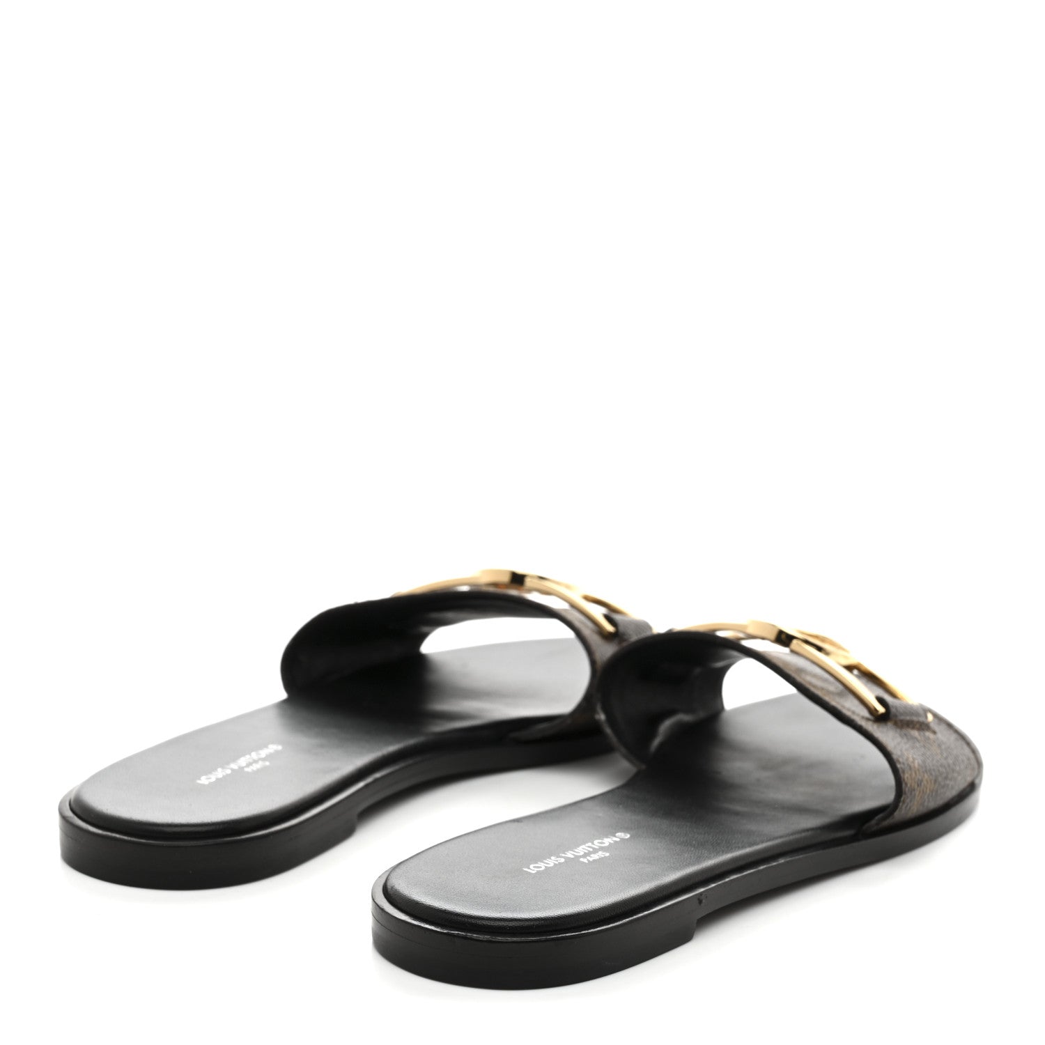 Patent Monogram Lock It Flat Mules 36.5