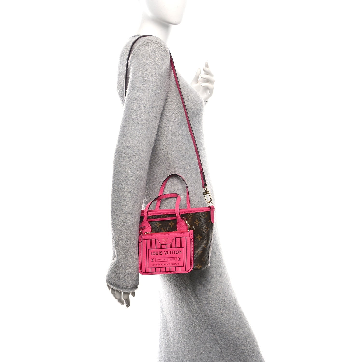 Monogram Neverfull Inside Out Bandouliere BB Rose Pondichery