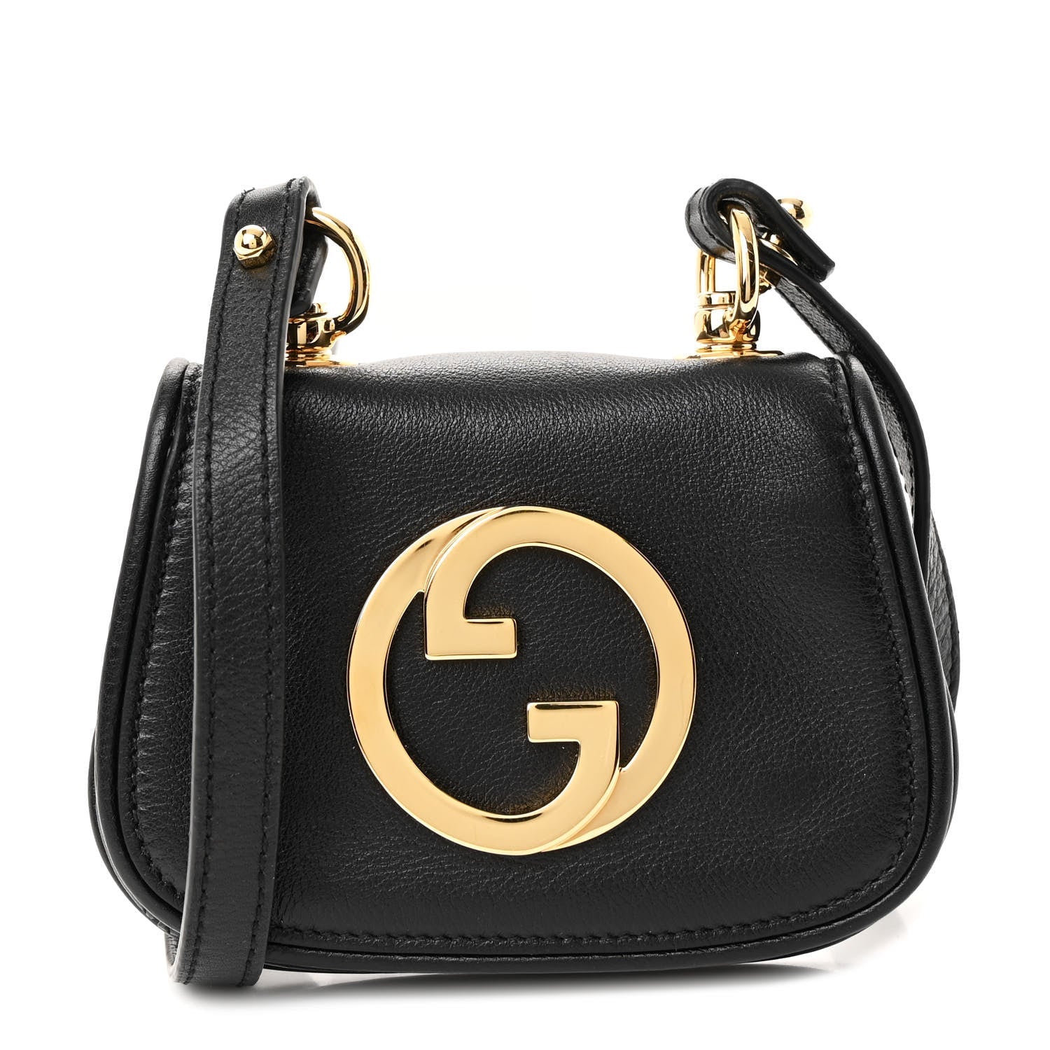 Roxy Calfskin Mini Blondie Card Case Wallet with Strap Shoulder Black