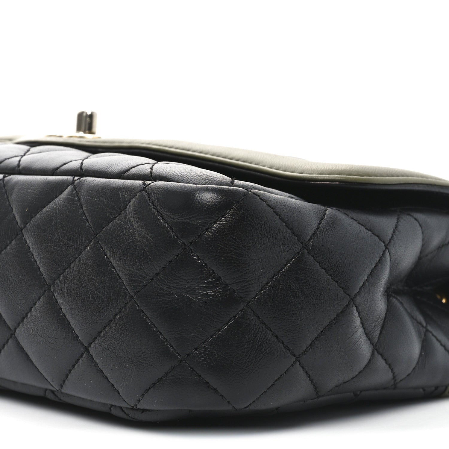 Lambskin Quilted Bi-Color Flap Black Green