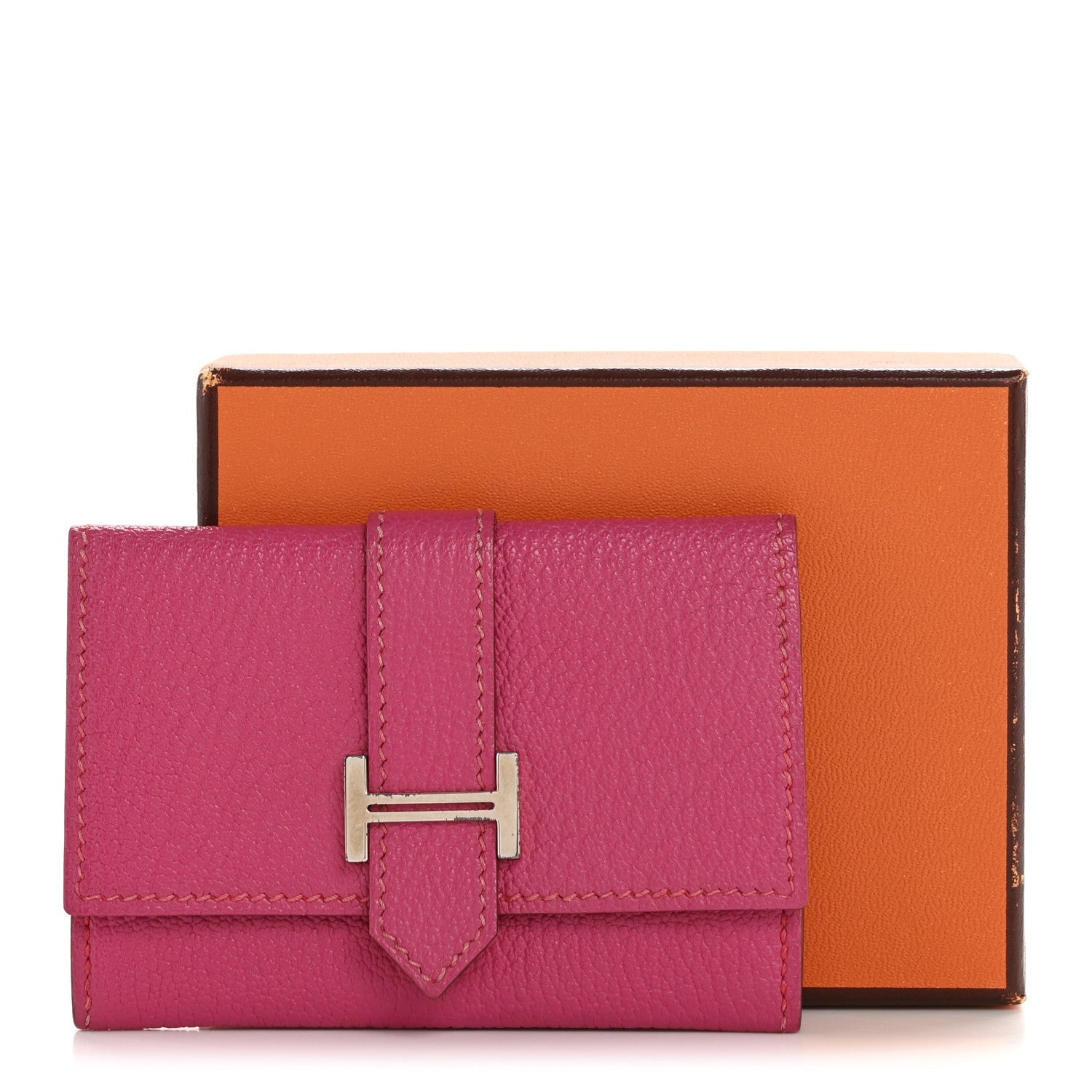 Chevre Mysore Bearn Card Case Wallet Rose Shocking
