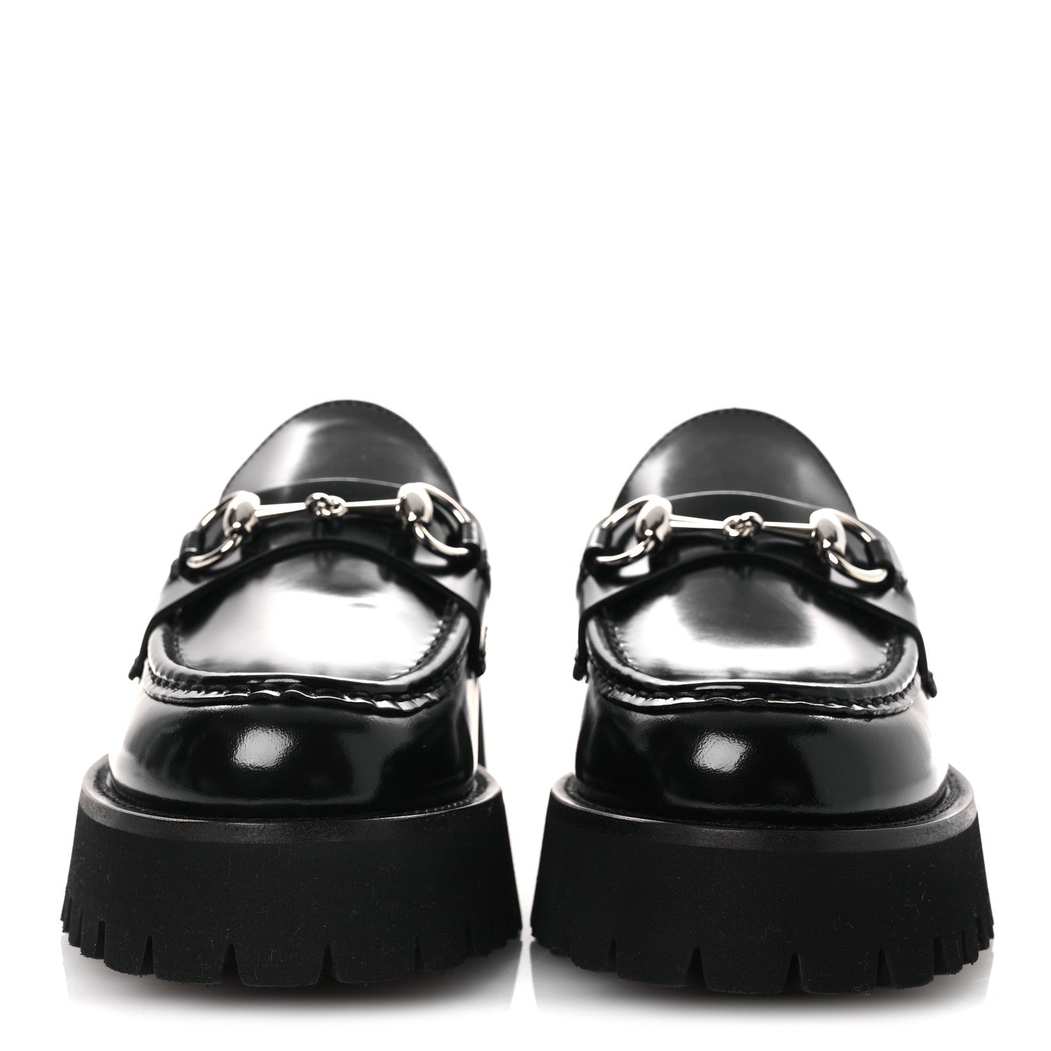 Cordovan Lux Womens Horsebit 45mm Platform Loafers 37.5 Black