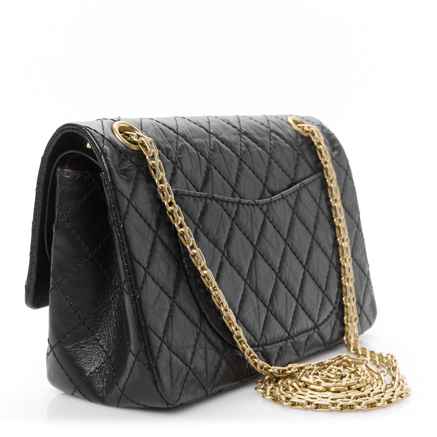 Aged Calfskin Quilted 2.55 Reissue 225 Flap Black