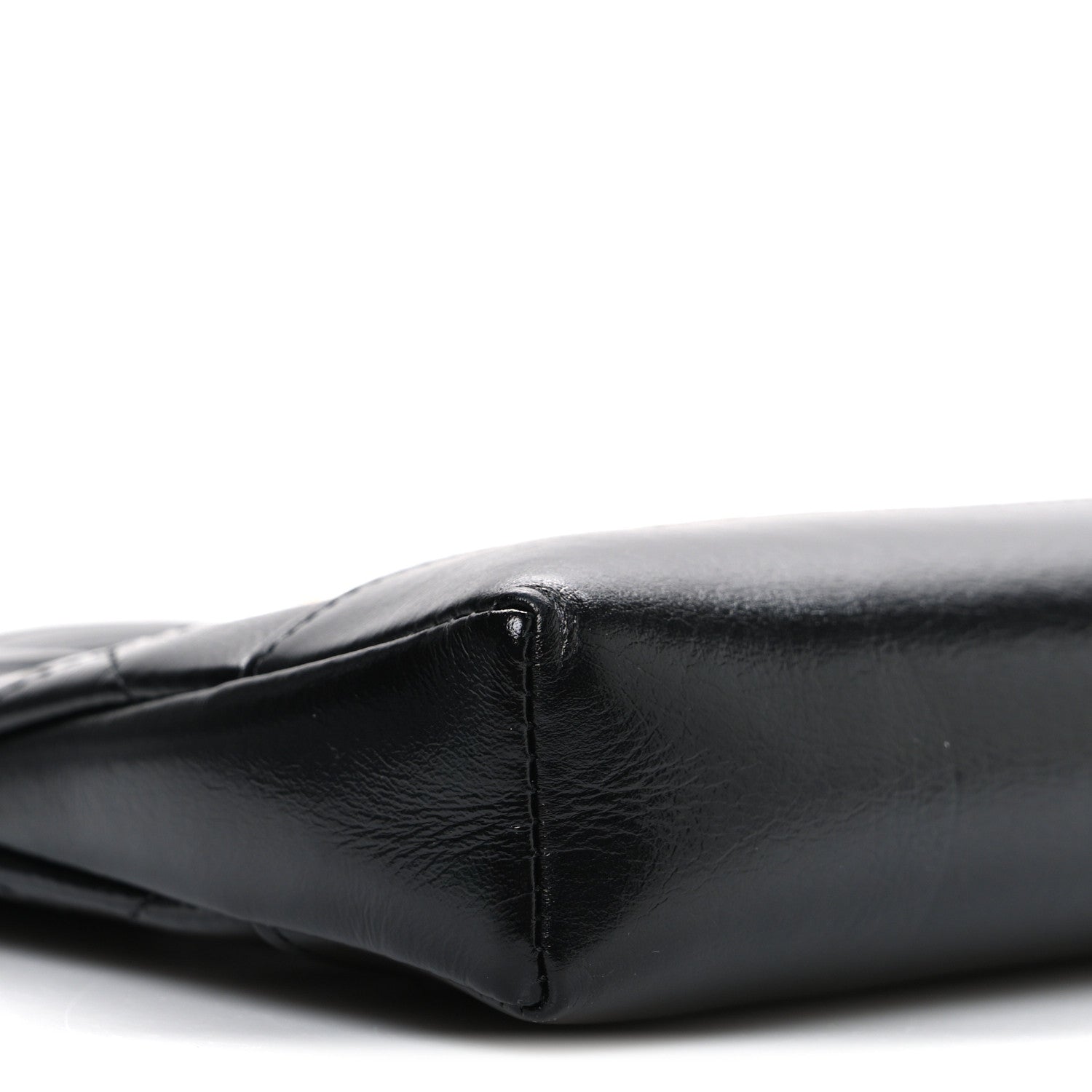 Shiny Crumpled Calfskin Quilted Nano 31 Shopping Bag Black