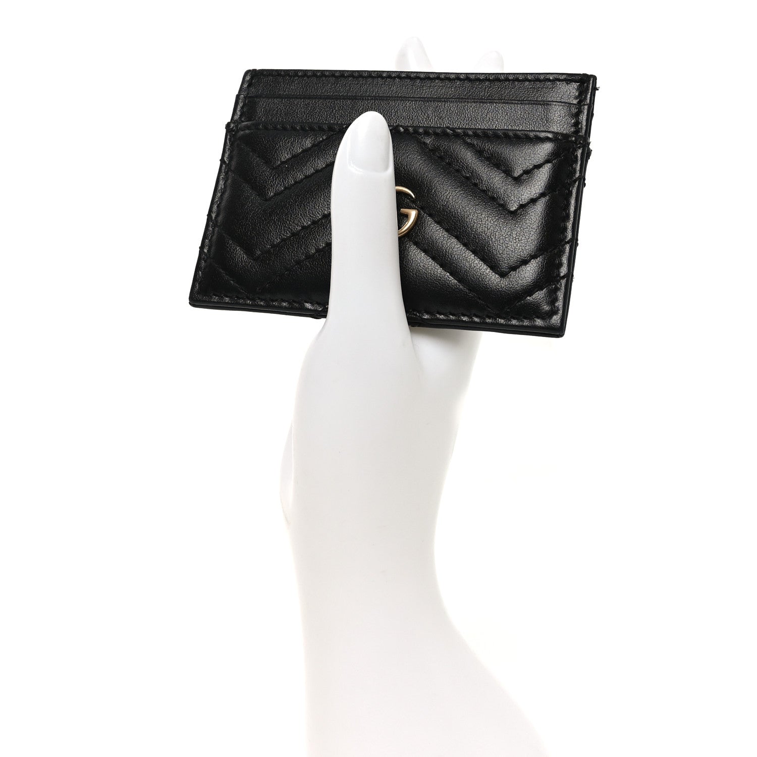 Calfskin Matelasse GG Marmont Card Holder Black