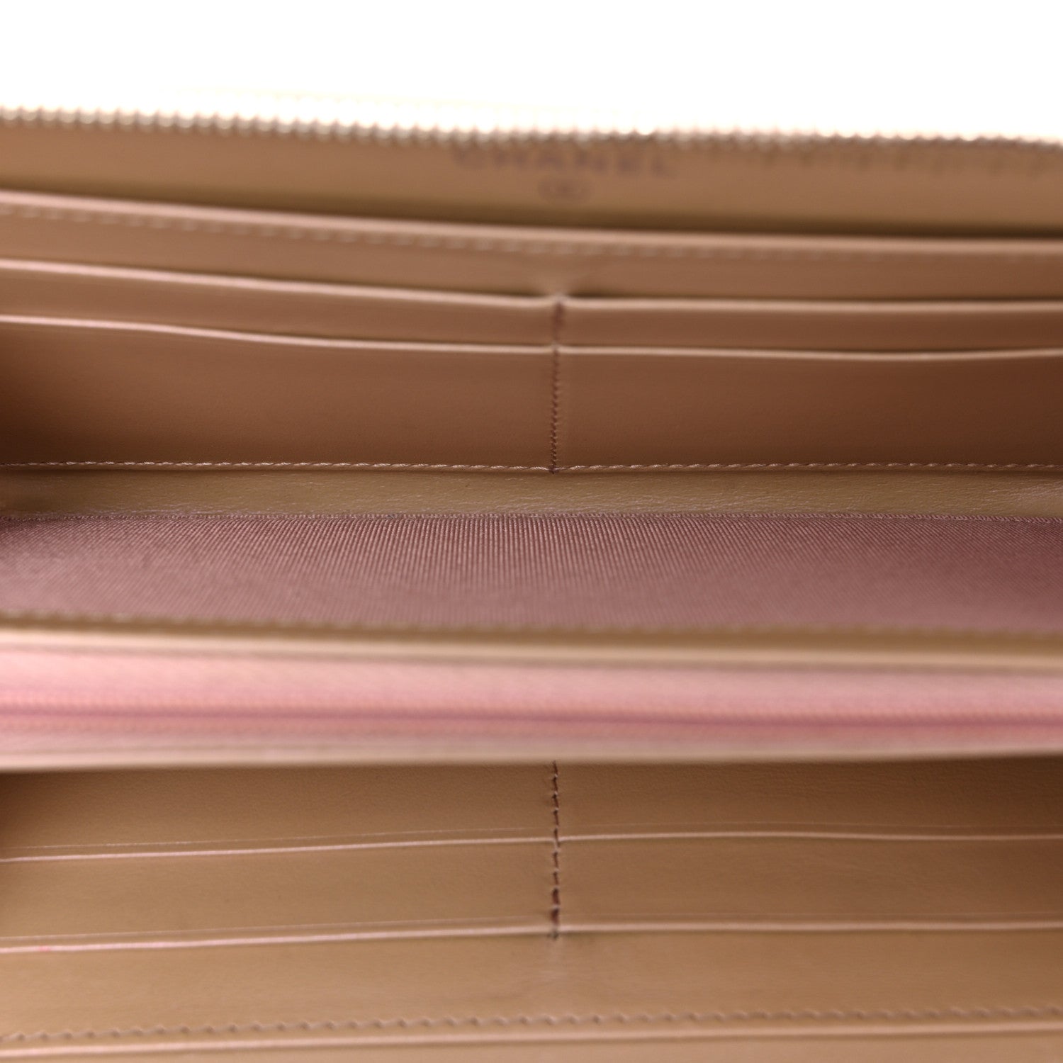Iridescent Lambskin Quilted Large Gusset Zip Around Wallet Pink