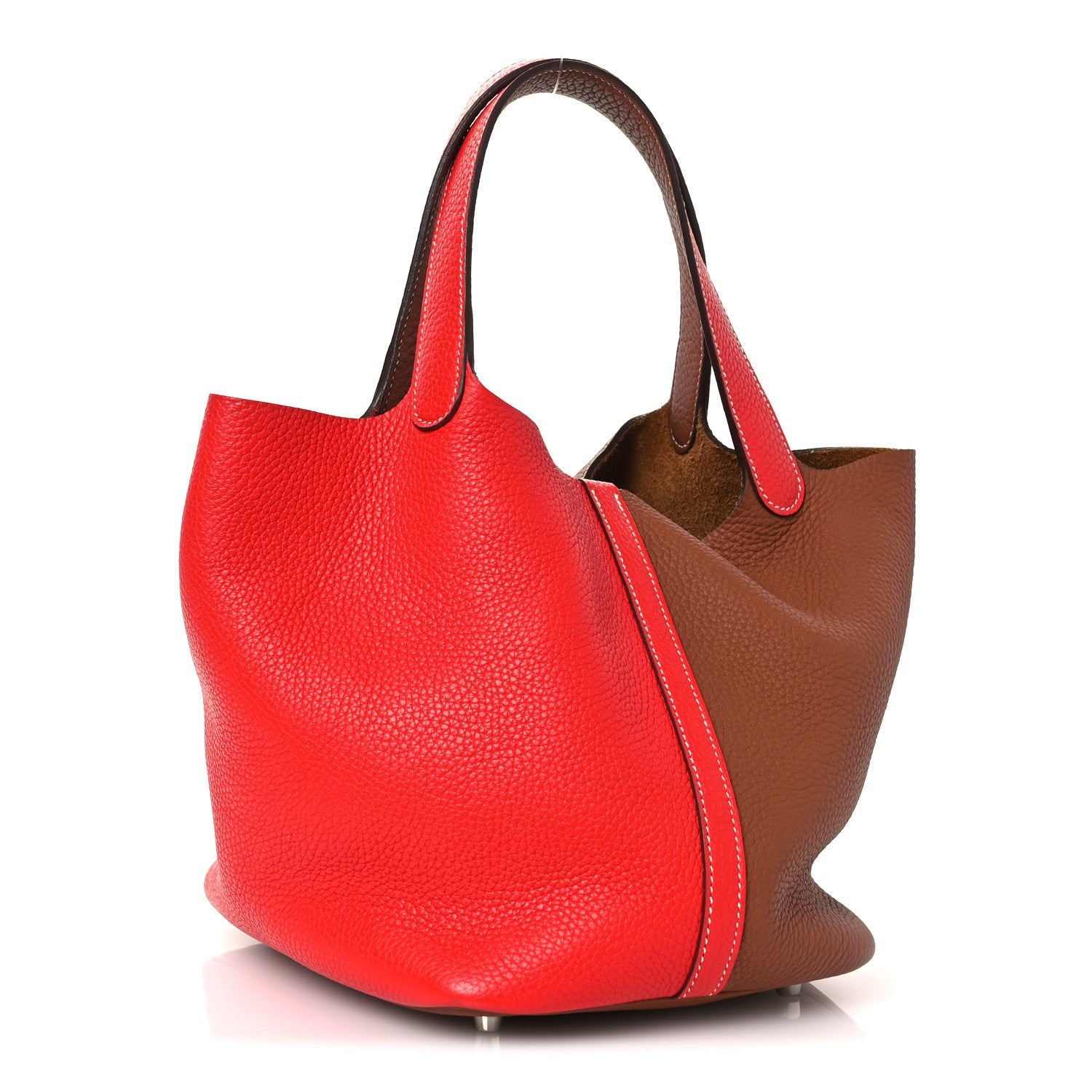 Taurillon Clemence Casaque Picotin Lock 22 MM Gold Rouge De Coeur