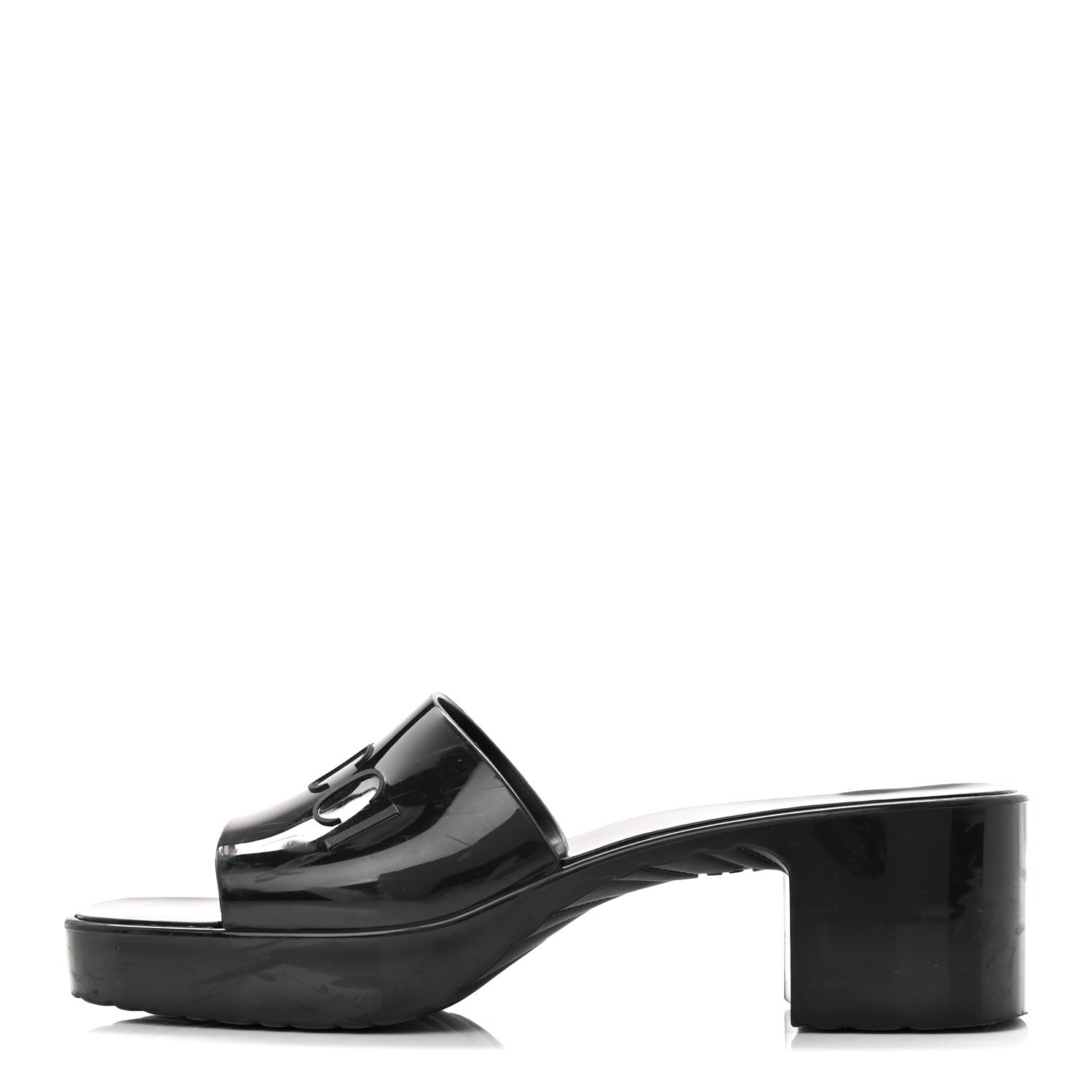 Rubber Gucci Logo Womens Platform 20/60mm Slide Sandals 40 Black