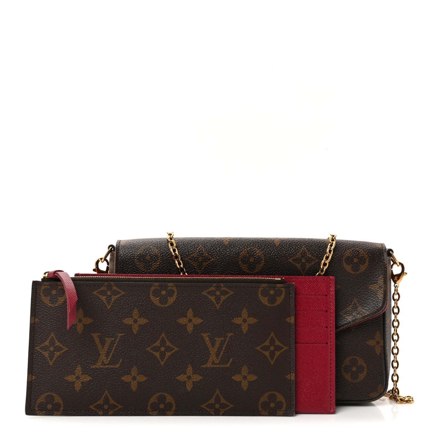 Monogram Pochette Felicie Chain Wallet Fuchsia