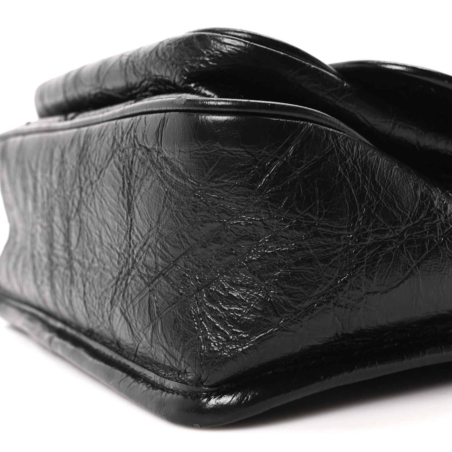 Crinkled Calfskin Matelasse Monogram Baby Niki Chain Satchel Black