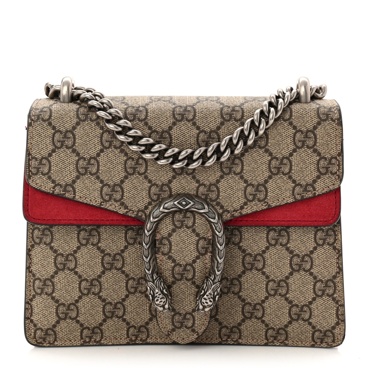 GG Supreme Monogram Mini Dionysus Shoulder Bag Hibiscus Red