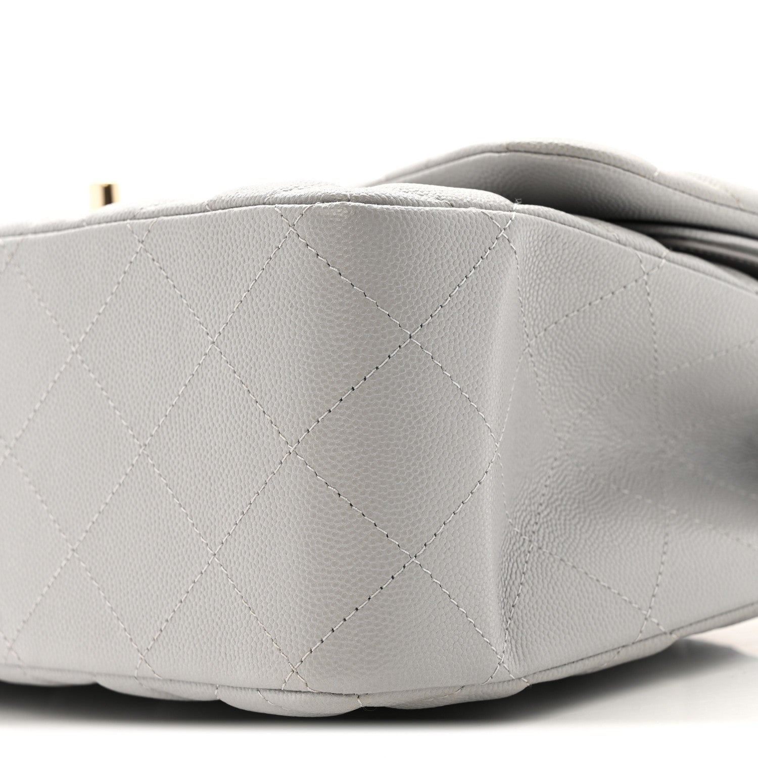 Caviar Quilted Jumbo Double Flap Grey