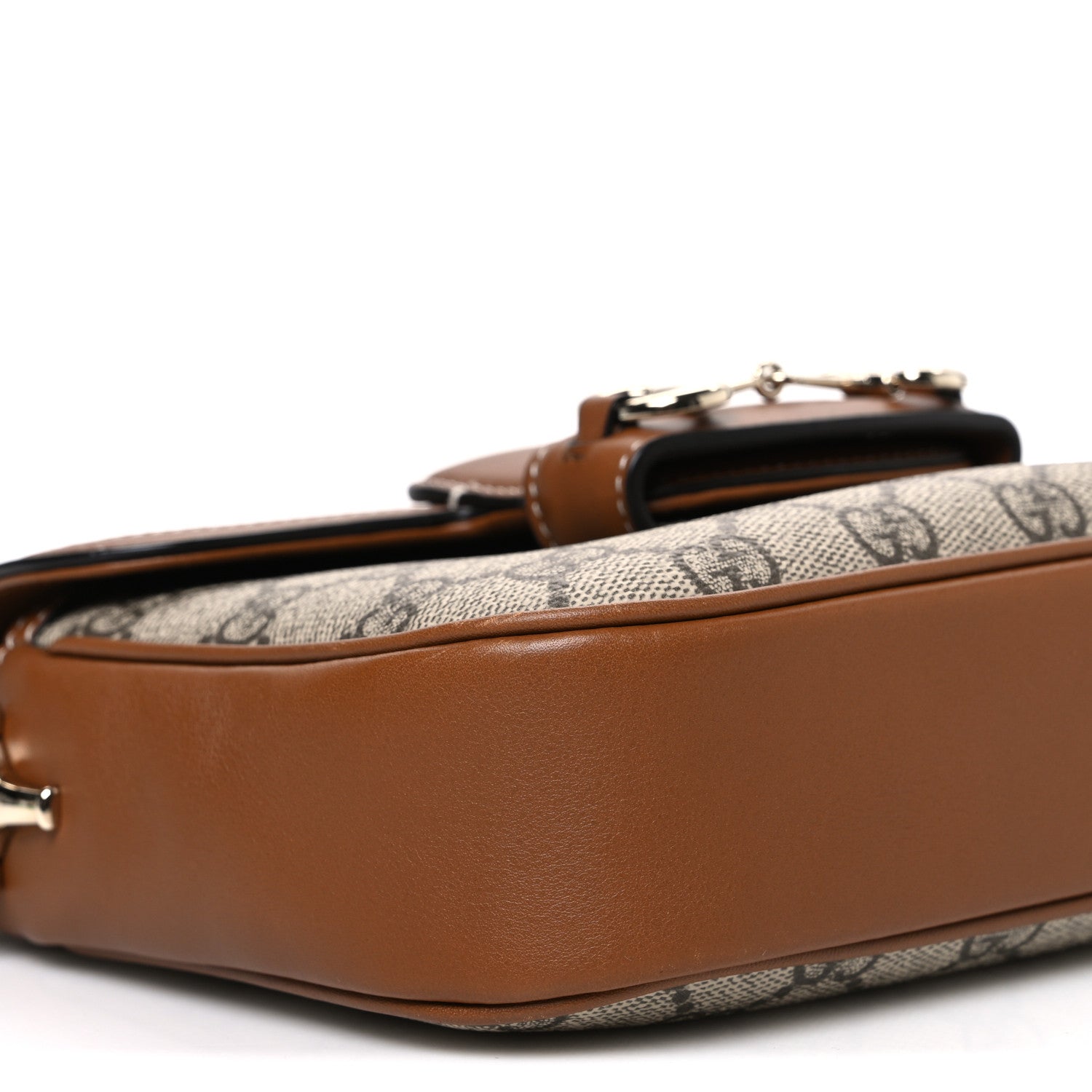 GG Supreme Monogram Horsebit 1955 Soft Small Shoulder Bag Beige Brown Sugar