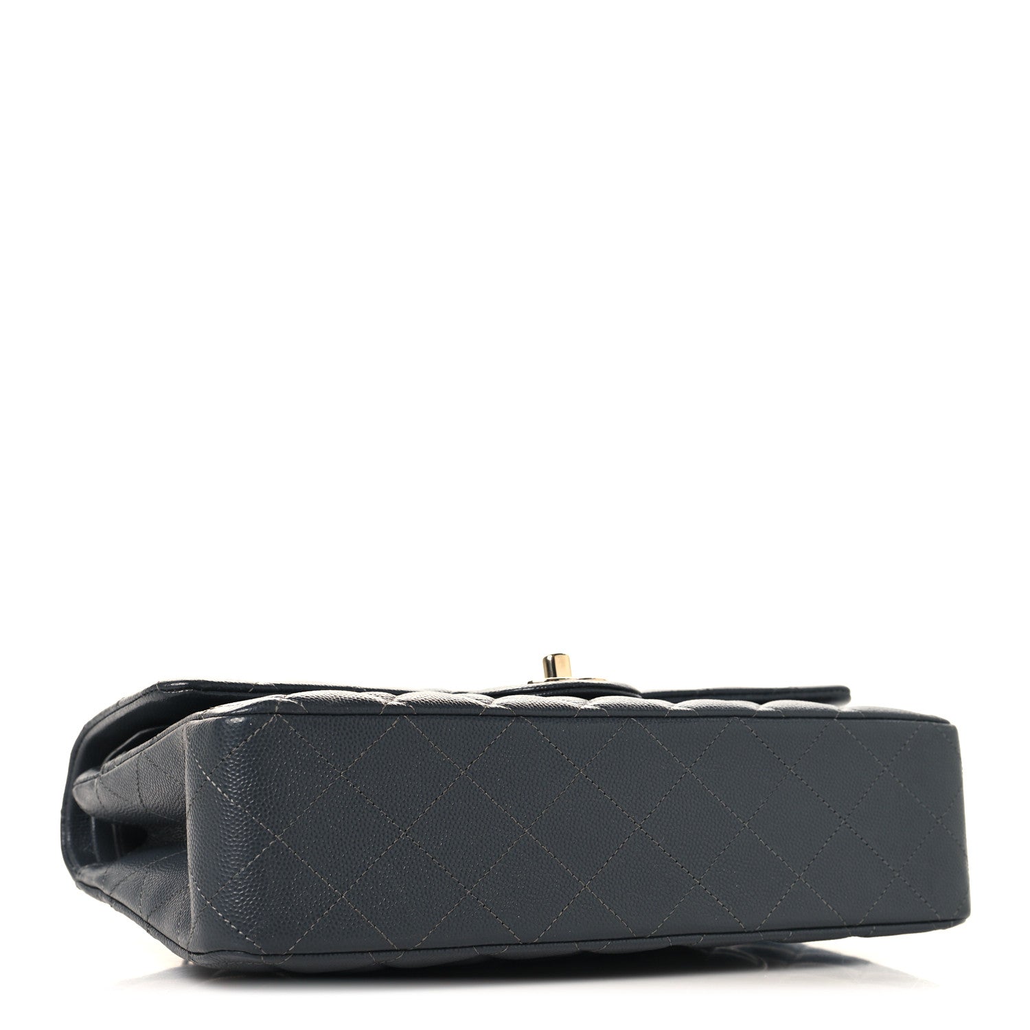 Caviar Quilted Medium Double Flap Dark Grey