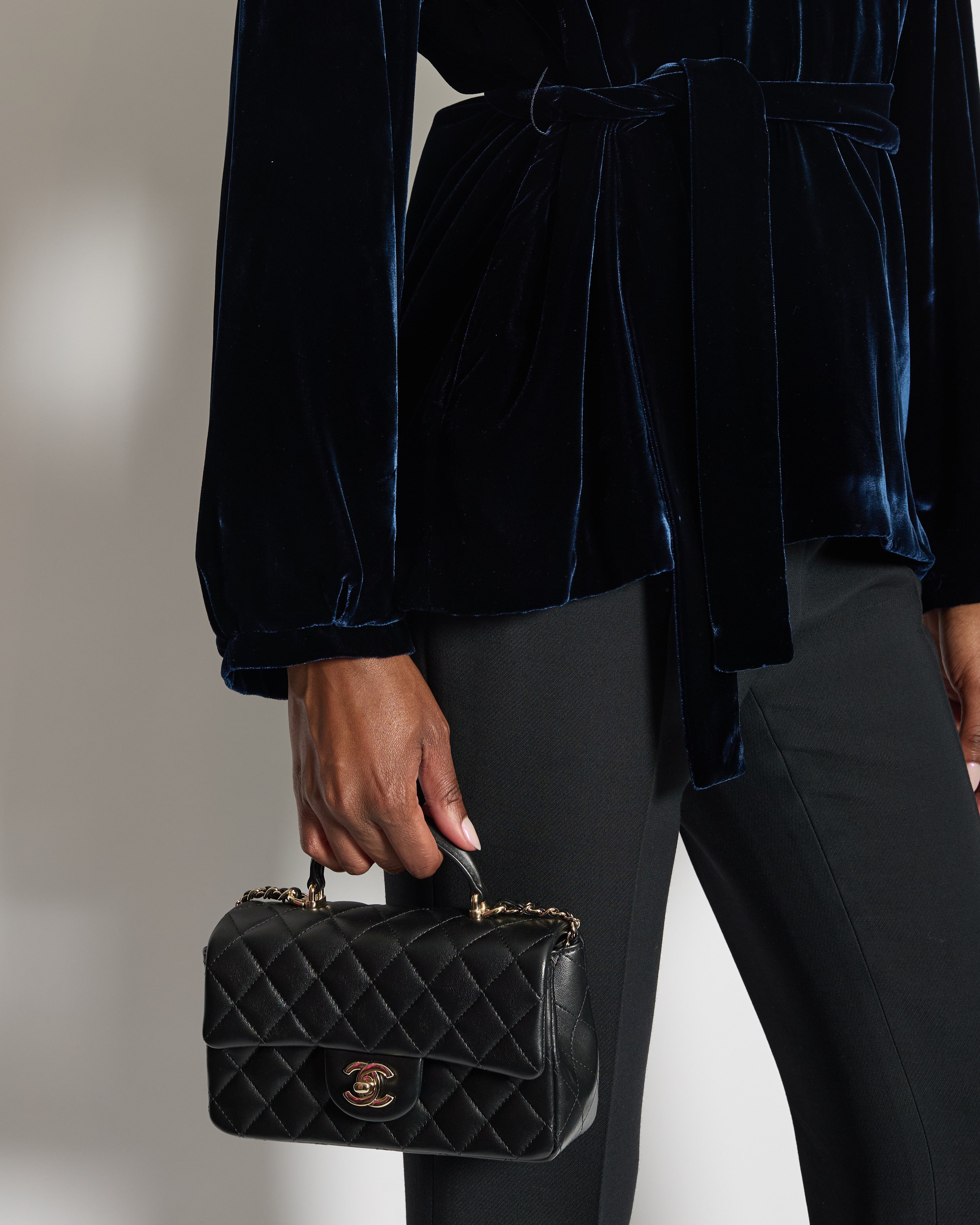Christian Dior Navy Velvet Hooded Oversized Jumper with Tie Waist Detail Size FR 36 (UK 8)