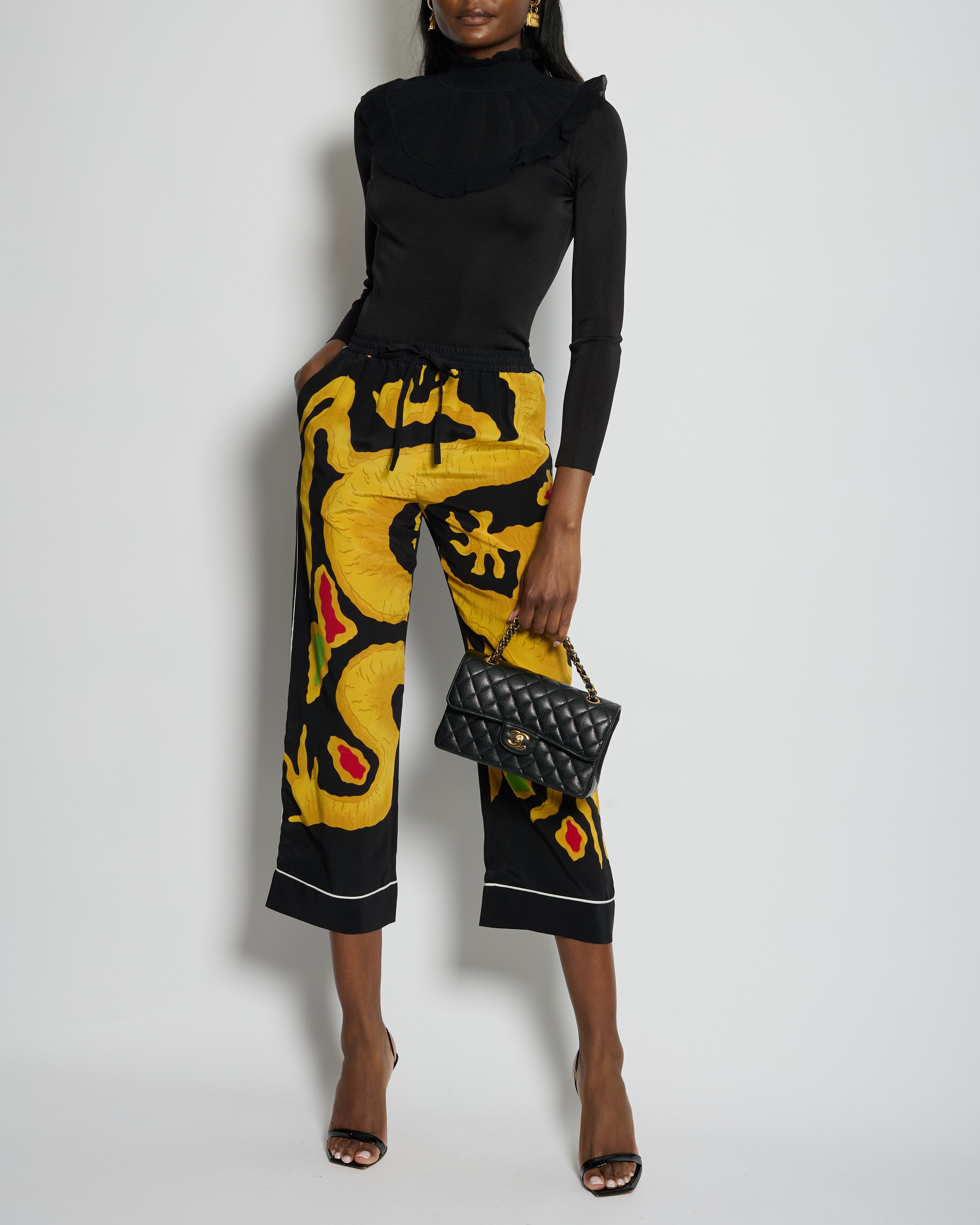 Hermès Black Ruffle Long Sleeve Top with Collar Detail Size FR 34 (UK 6)
