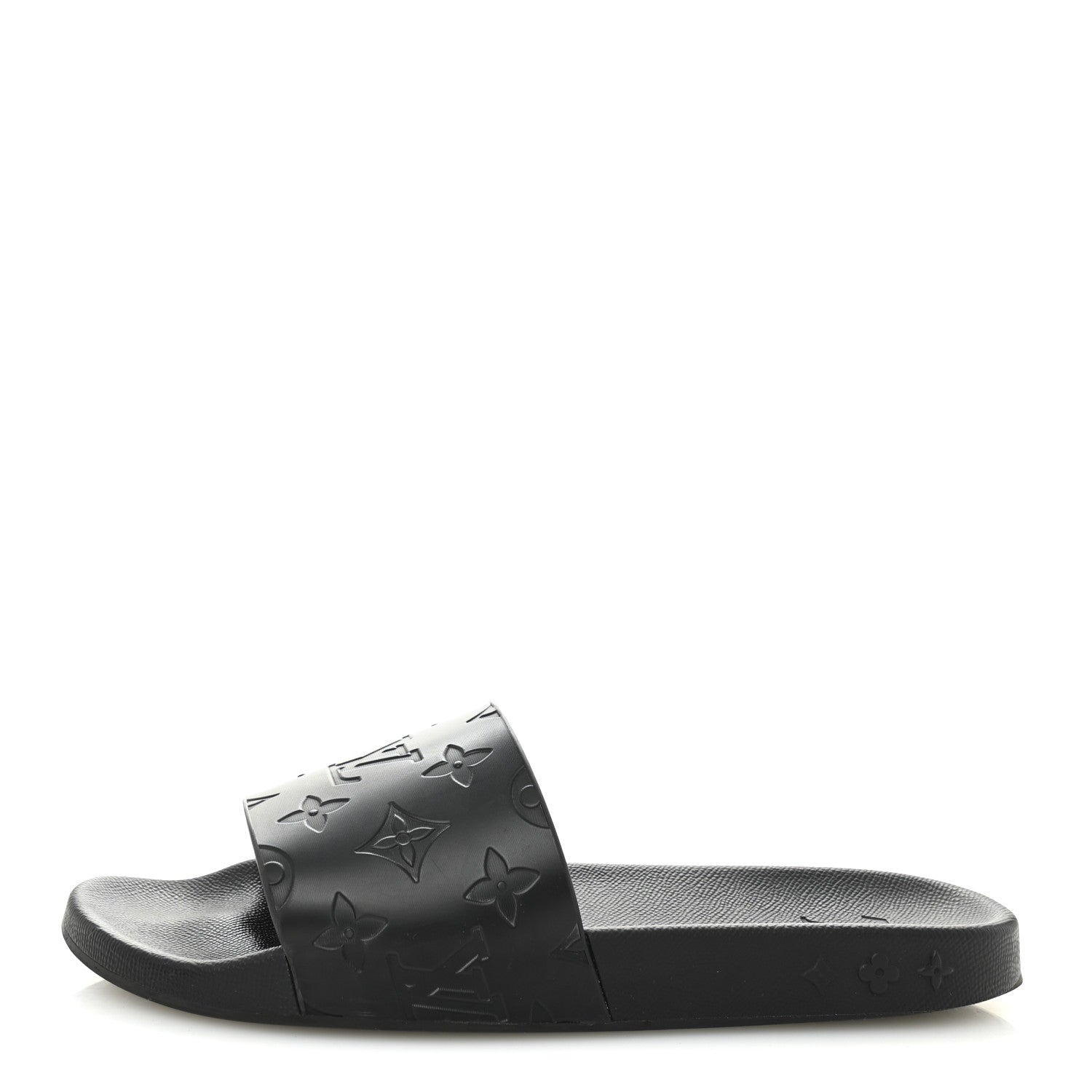 Rubber Embossed Monogram Mens Waterfront Mules 7.5 Black
