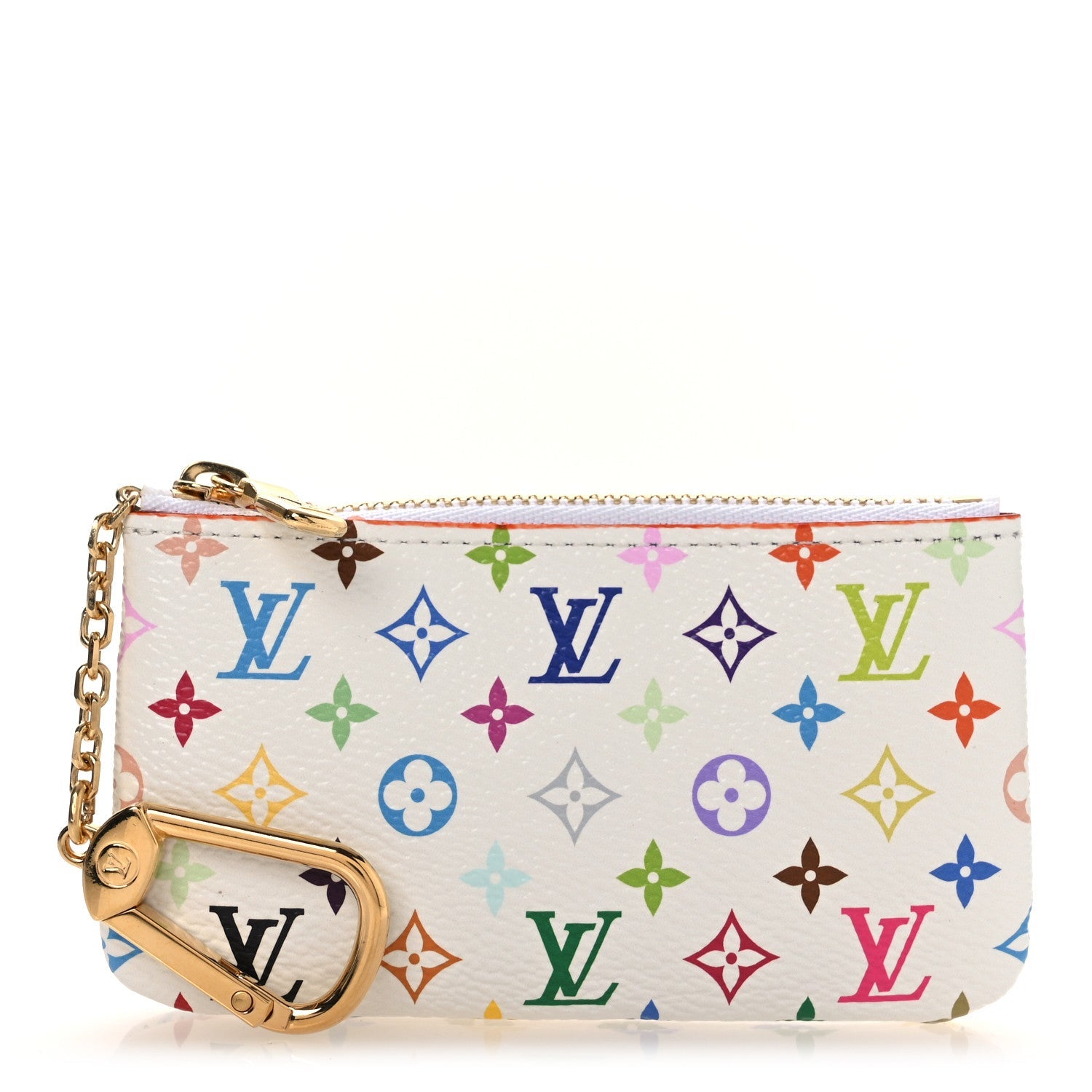 LV X TM Monogram Multicolor Key Pouch White