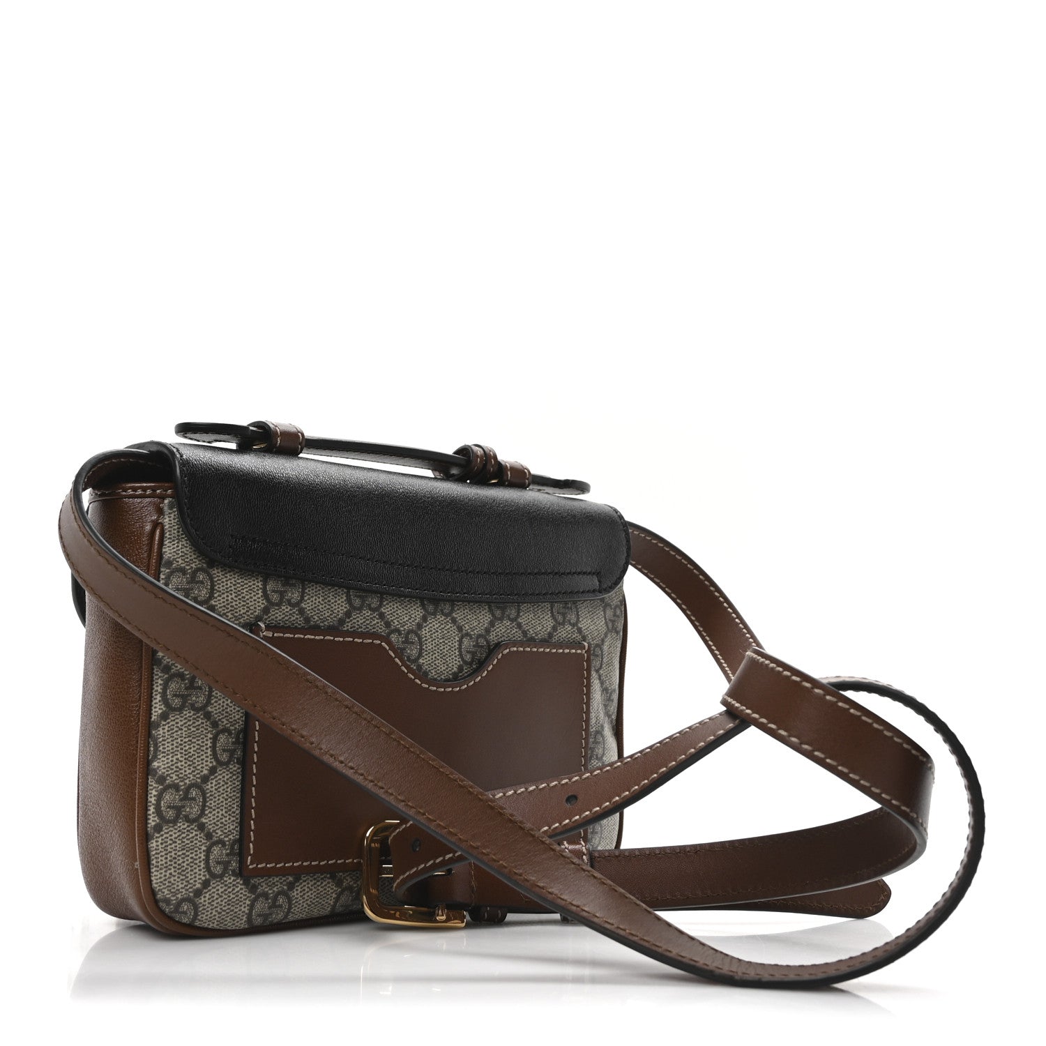 GG Supreme Monogram New Sakai Lux Calfskin Mini Padlock Flap Pocket Shoulder Bag Beige Ebony Black Cuir