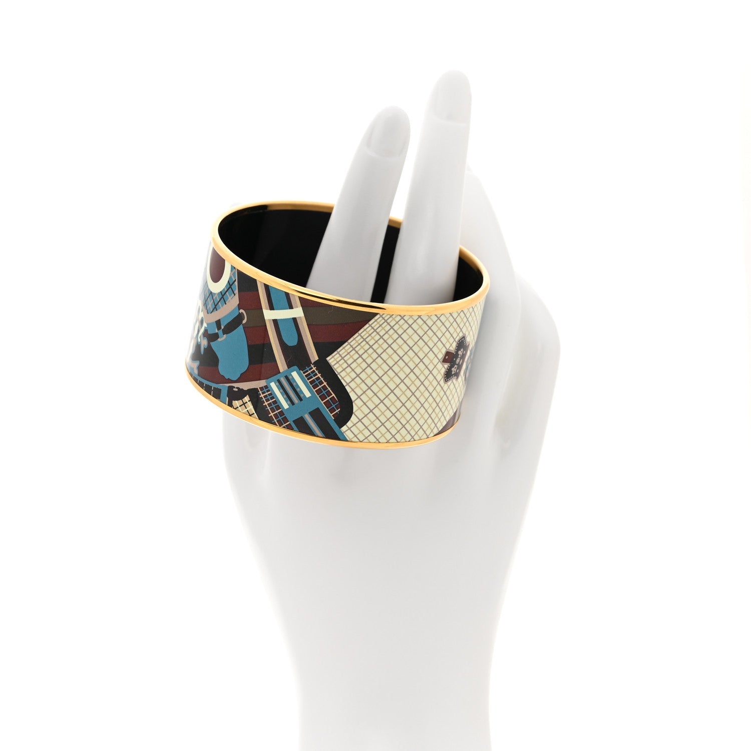 Enamel Printed Extra Wide Pour Sartir Bracelet 65 Bleu Marron