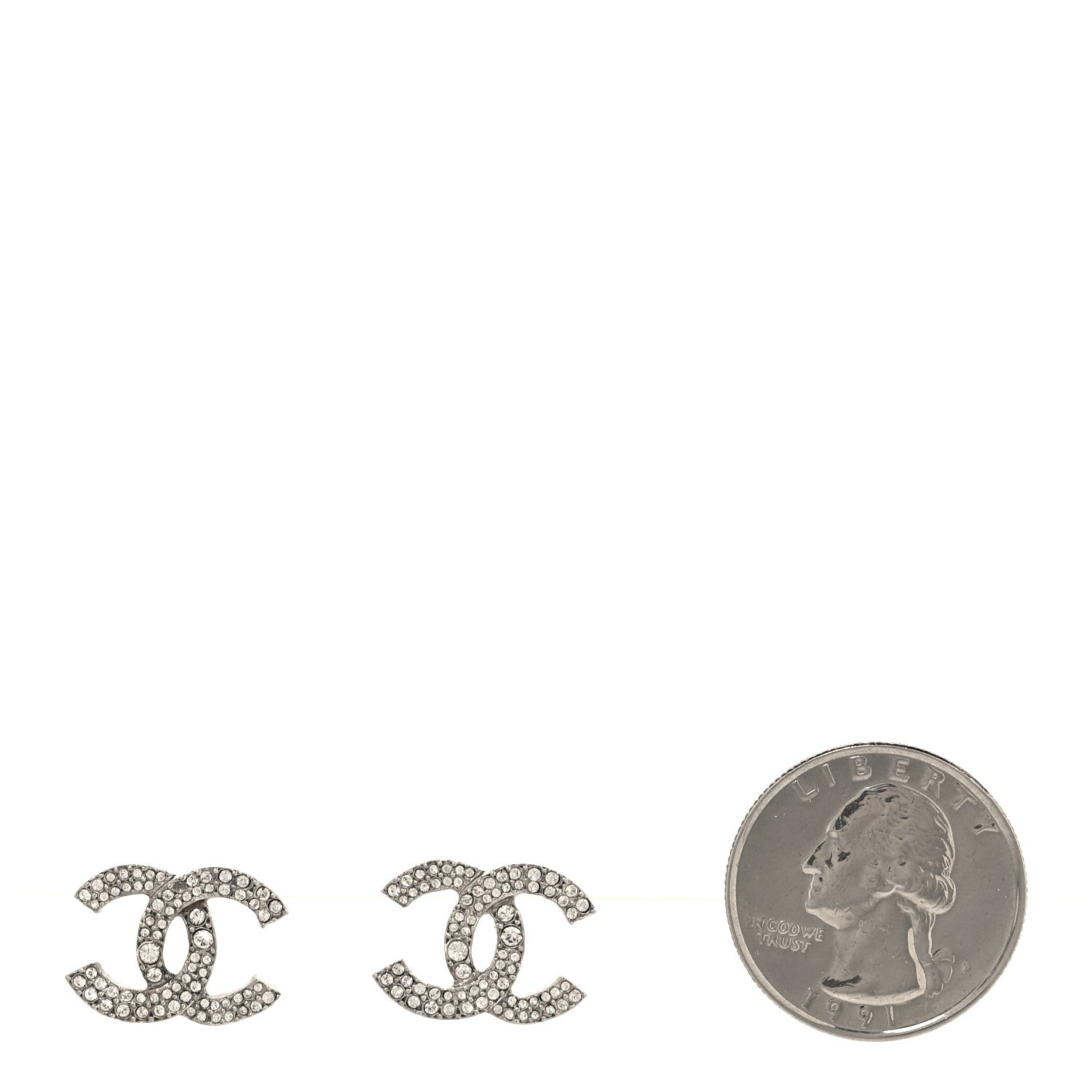 Crystal CC Earrings Silver