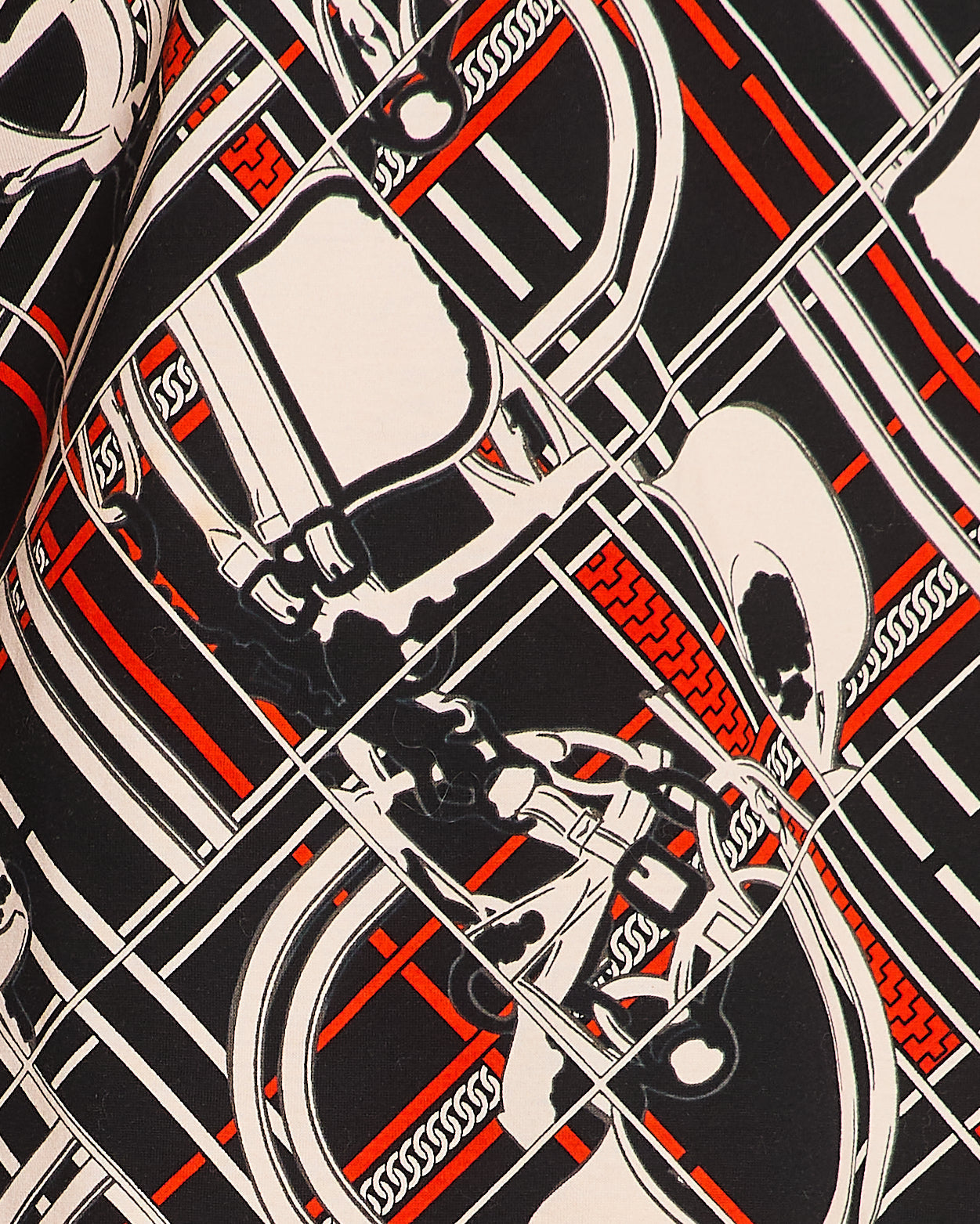 Hermès En Desordre et Chaines Black, Red, and Cream Chain T-Shirt Size FR 40 (UK 12)