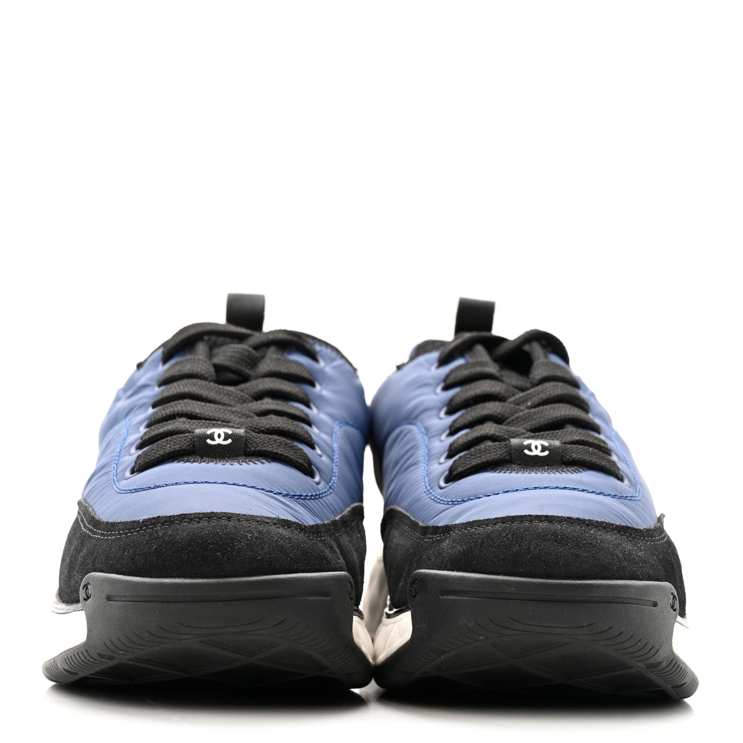 Nylon Suede Calfskin Womens Logo Sneakers 41 Dark Navy Blue