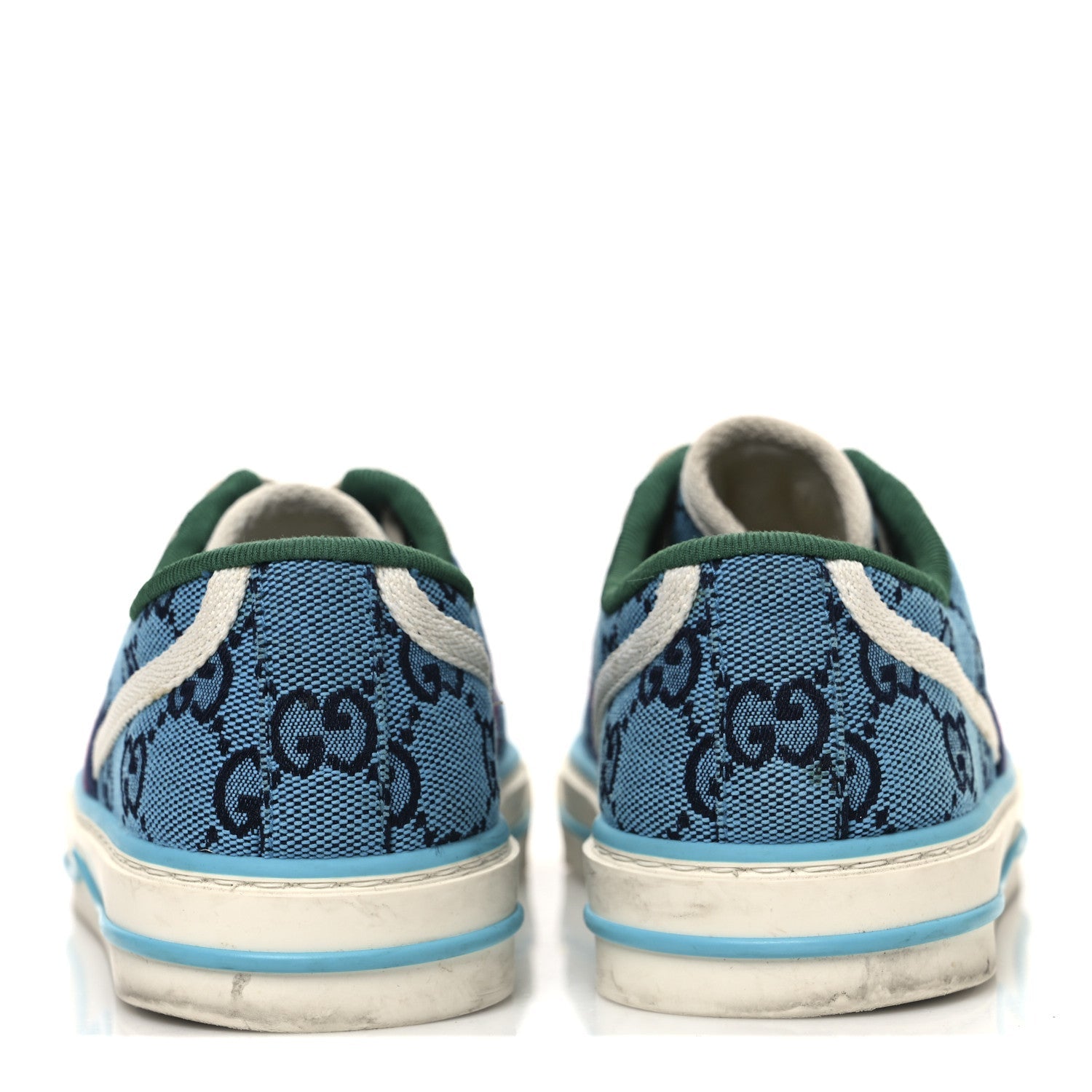 GG Monogram Multicolor Web Womens 1977 Tennis Sneakers 35 Light Blue Mystic White