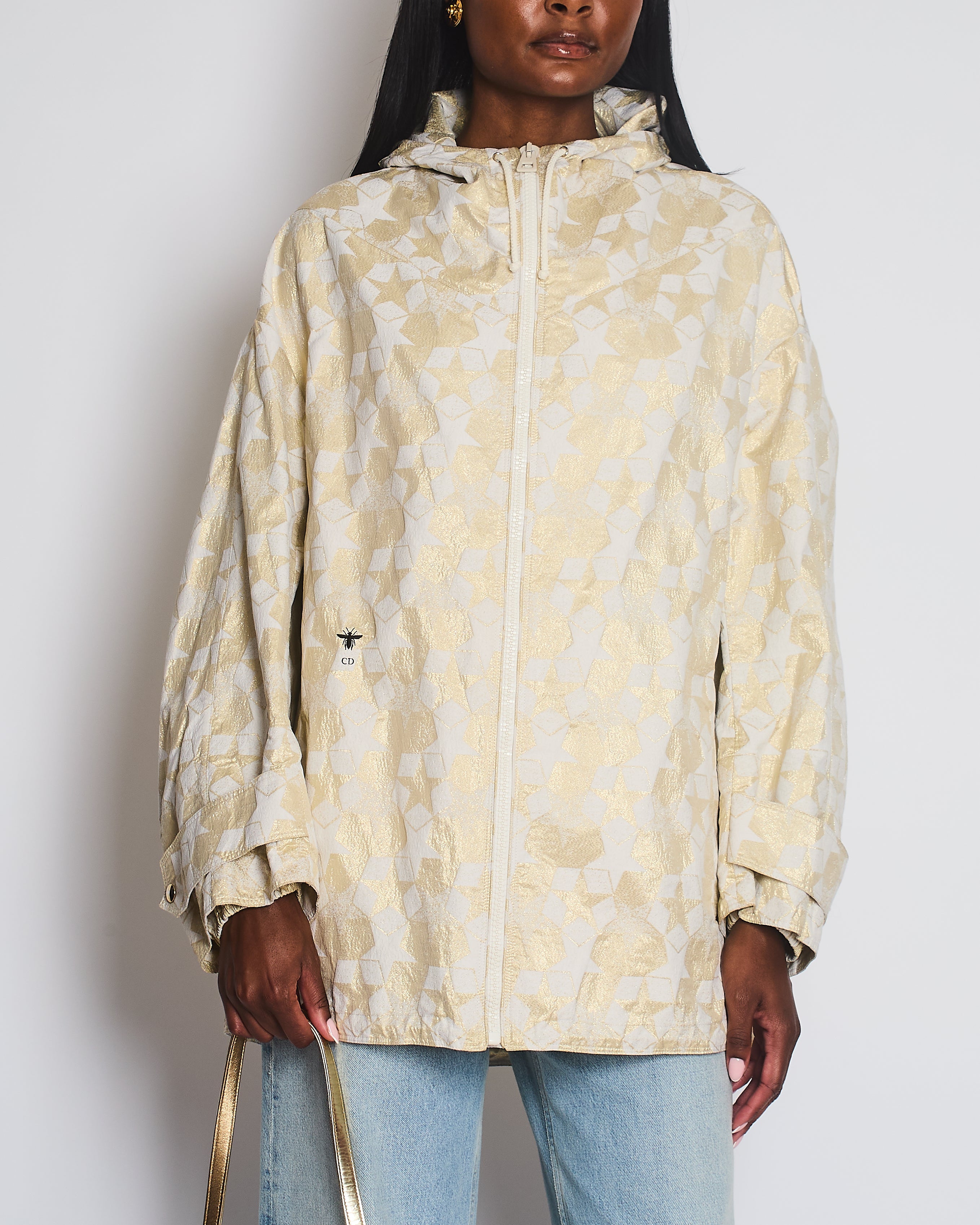 Christian Dior Gold Star Windbreaker with CD Logo Detail Size M (UK 10)