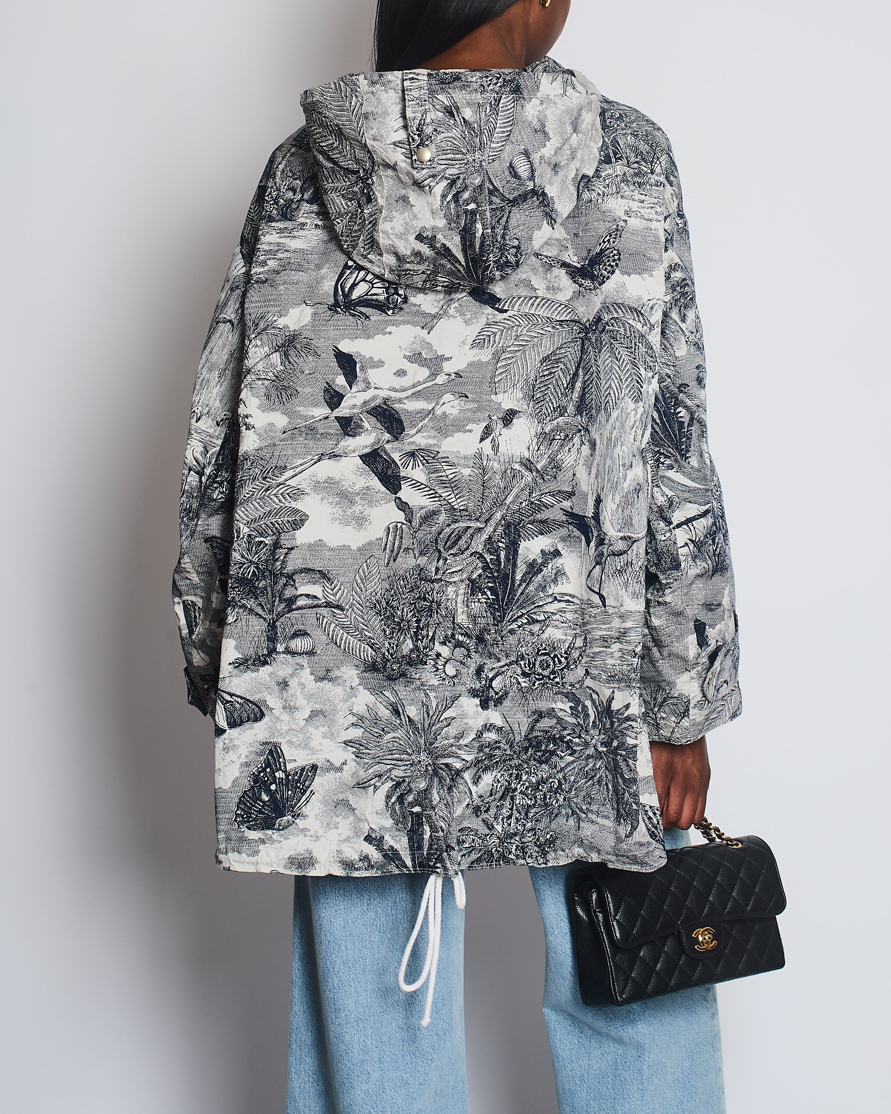 Christian Dior Navy Toile de Jouy Logo Windbreaker Size M (UK 10)