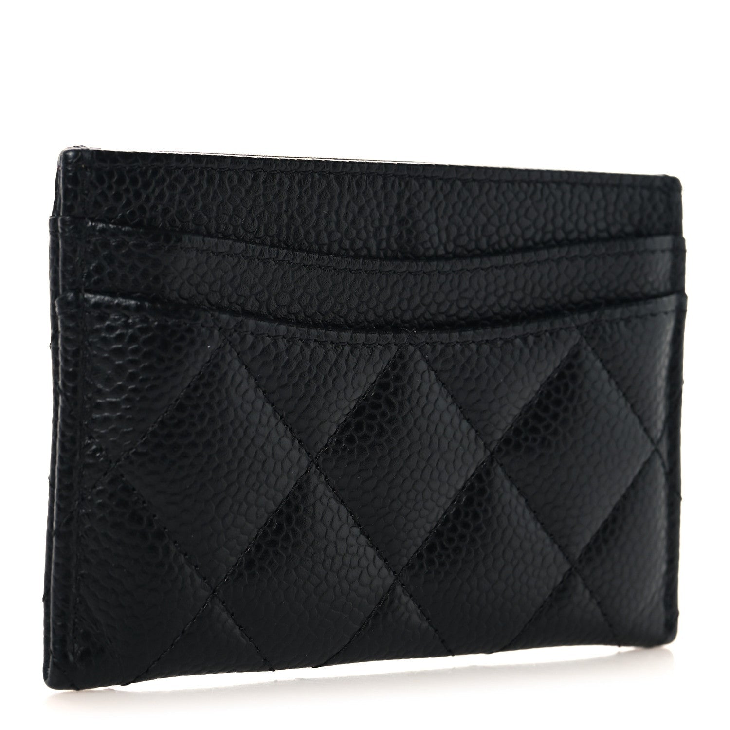 Caviar Quilted Card Holder Black