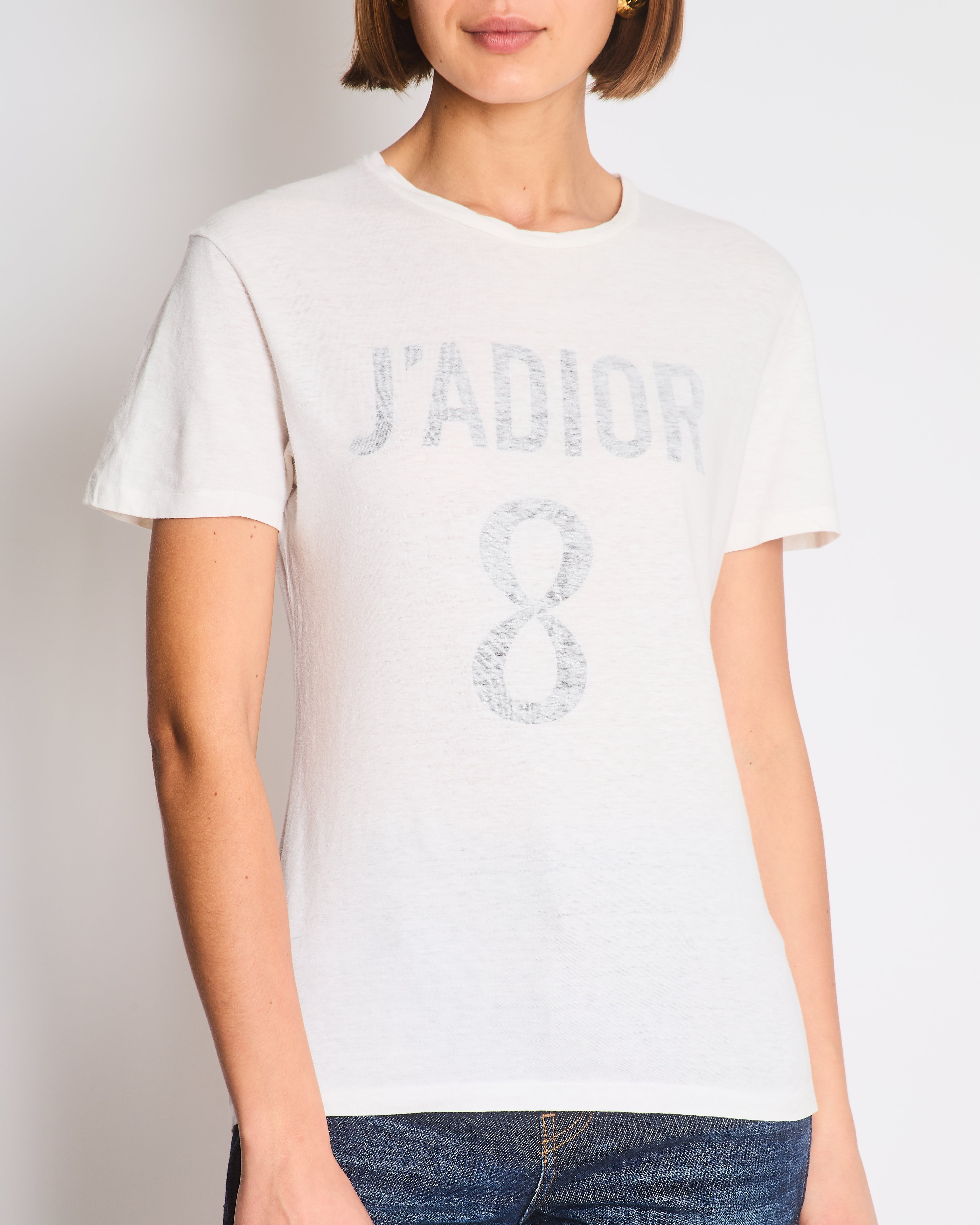 Christian Dior White J'Adore Short Sleeve T-Shirt Size XS (UK 4/6)