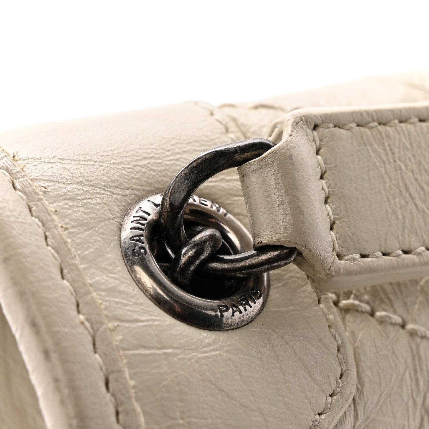 Crinkled Calfskin Matelasse Monogram Baby Niki Chain Satchel Crema Soft