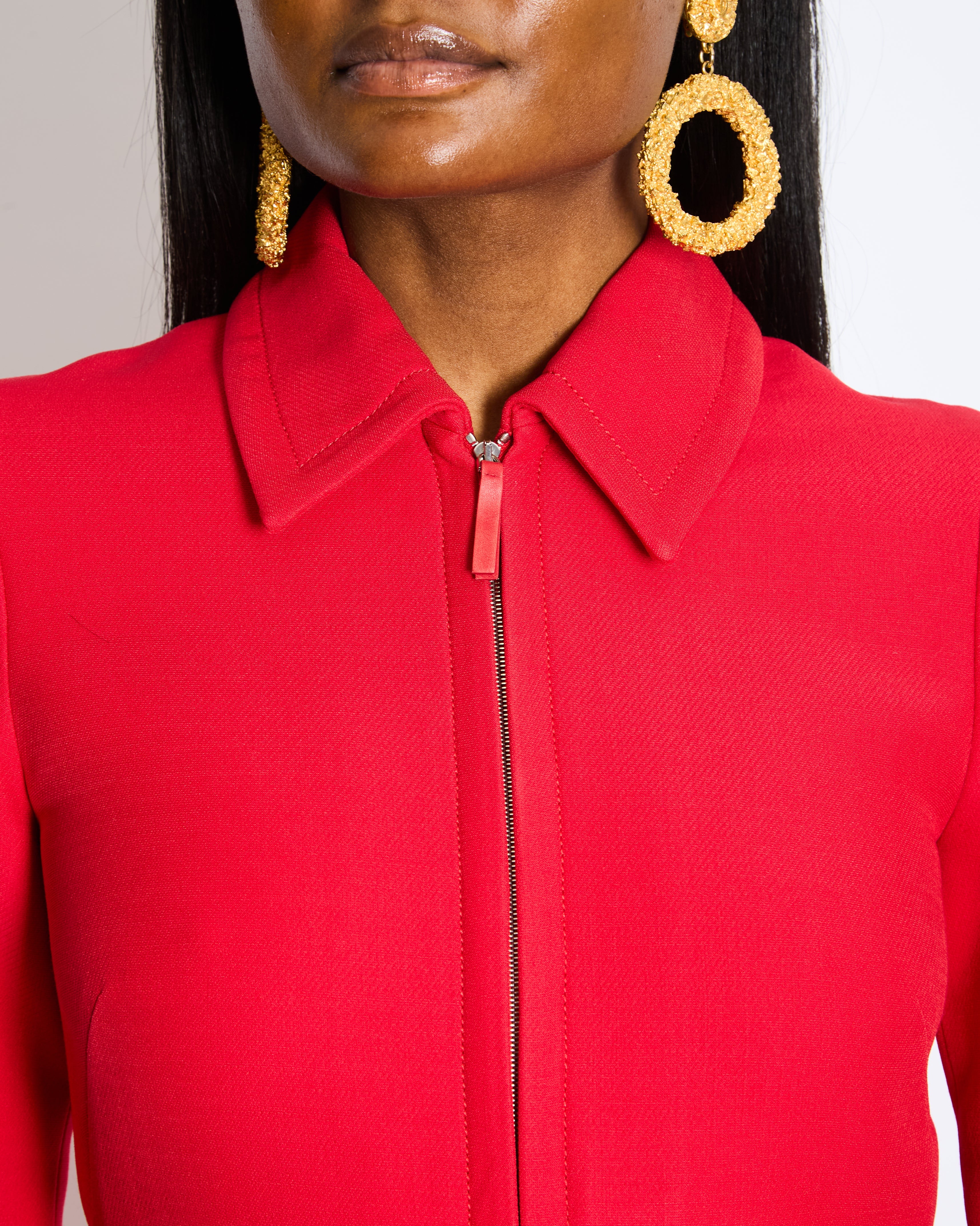 Christian Dior Red Belted Wool Mini Dress with Front Zip Detail Size FR 34 (UK 6)