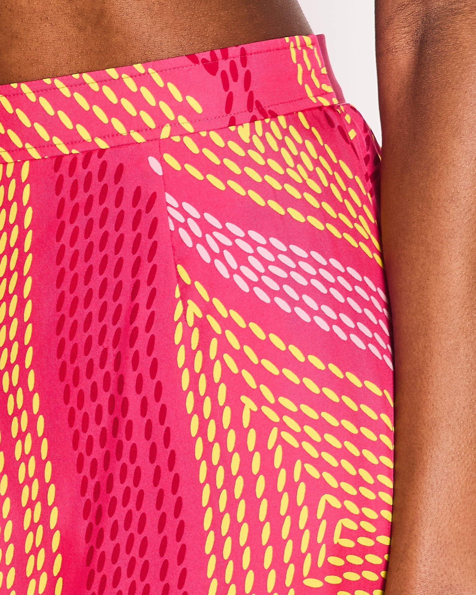Hermés Pink, Red and Yellow Printed Silk Skirt Size FR 36 (UK 8)