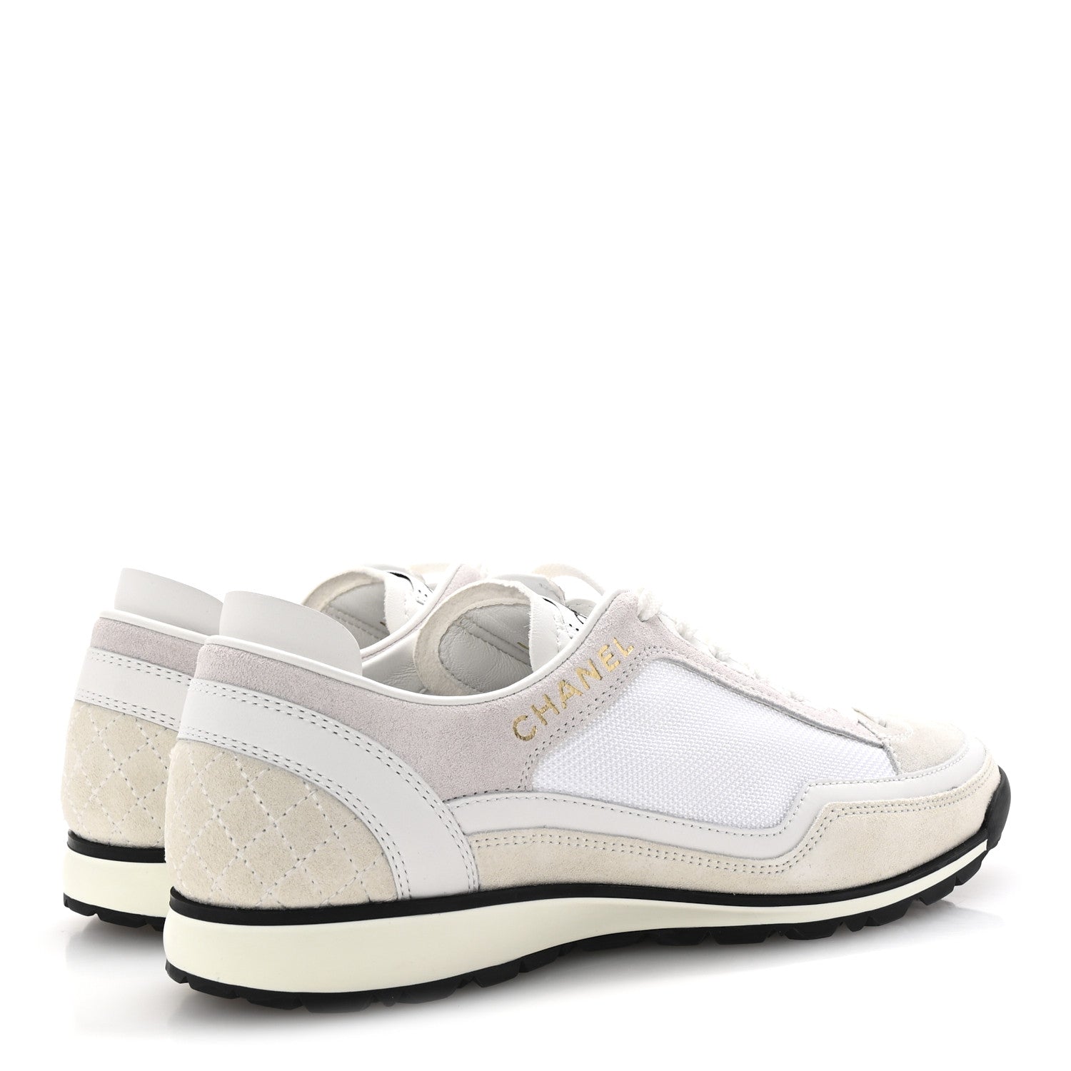 Suede Calfskin Fabric CC Sneakers 36 Light Pink White