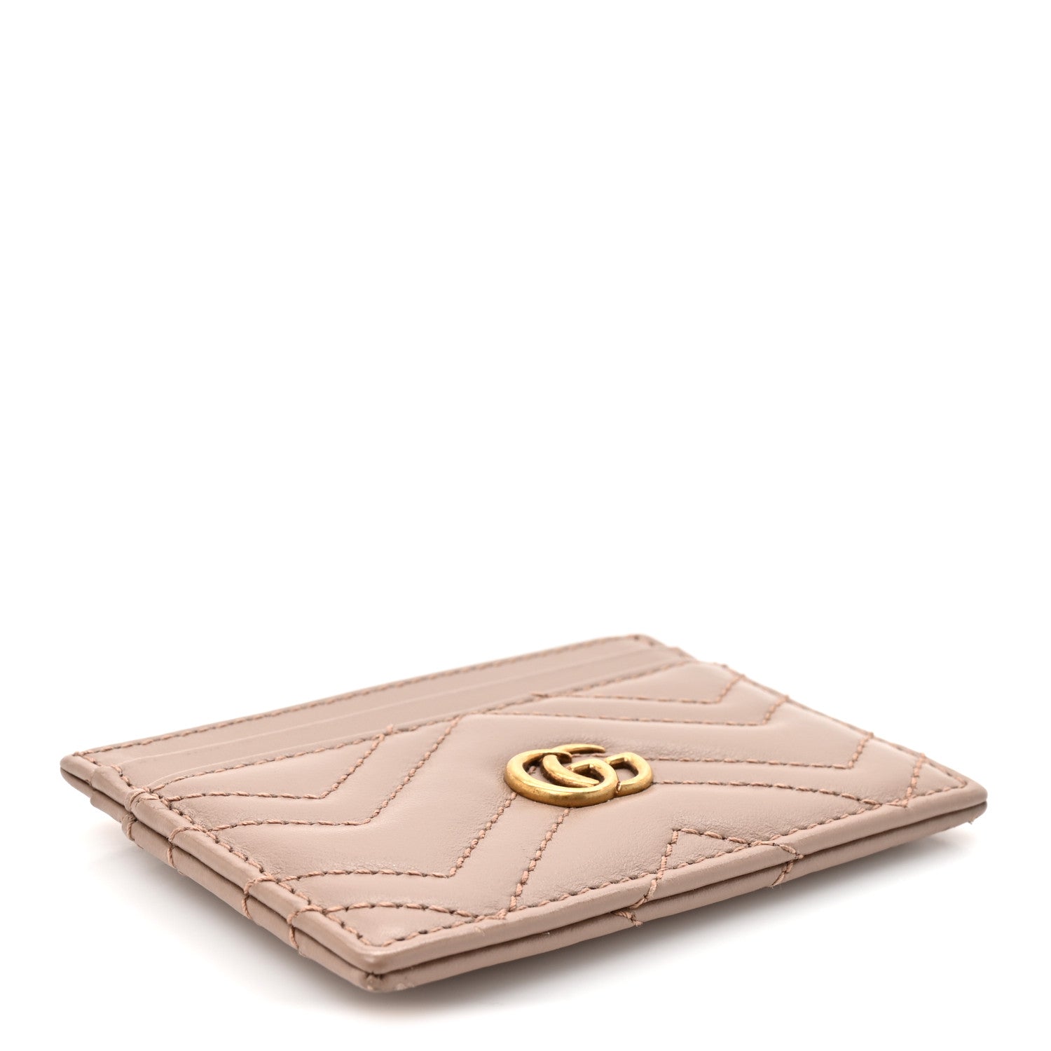 Calfskin Matelasse GG Marmont Card Holder Porcelain Rose