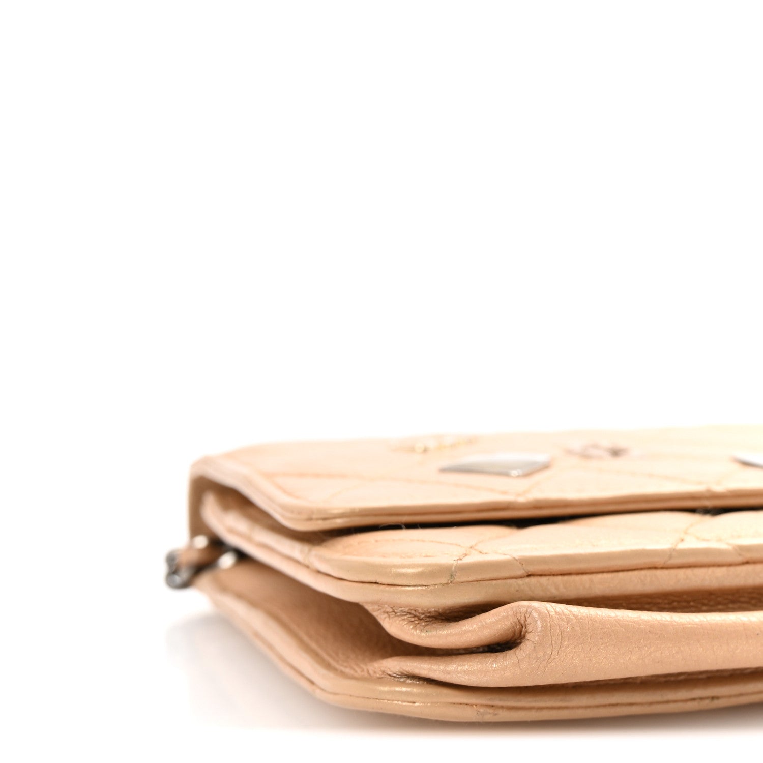 Metallic Calfskin Lucky Charms Casino 2.55 Reissue Wallet On Chain WOC Beige