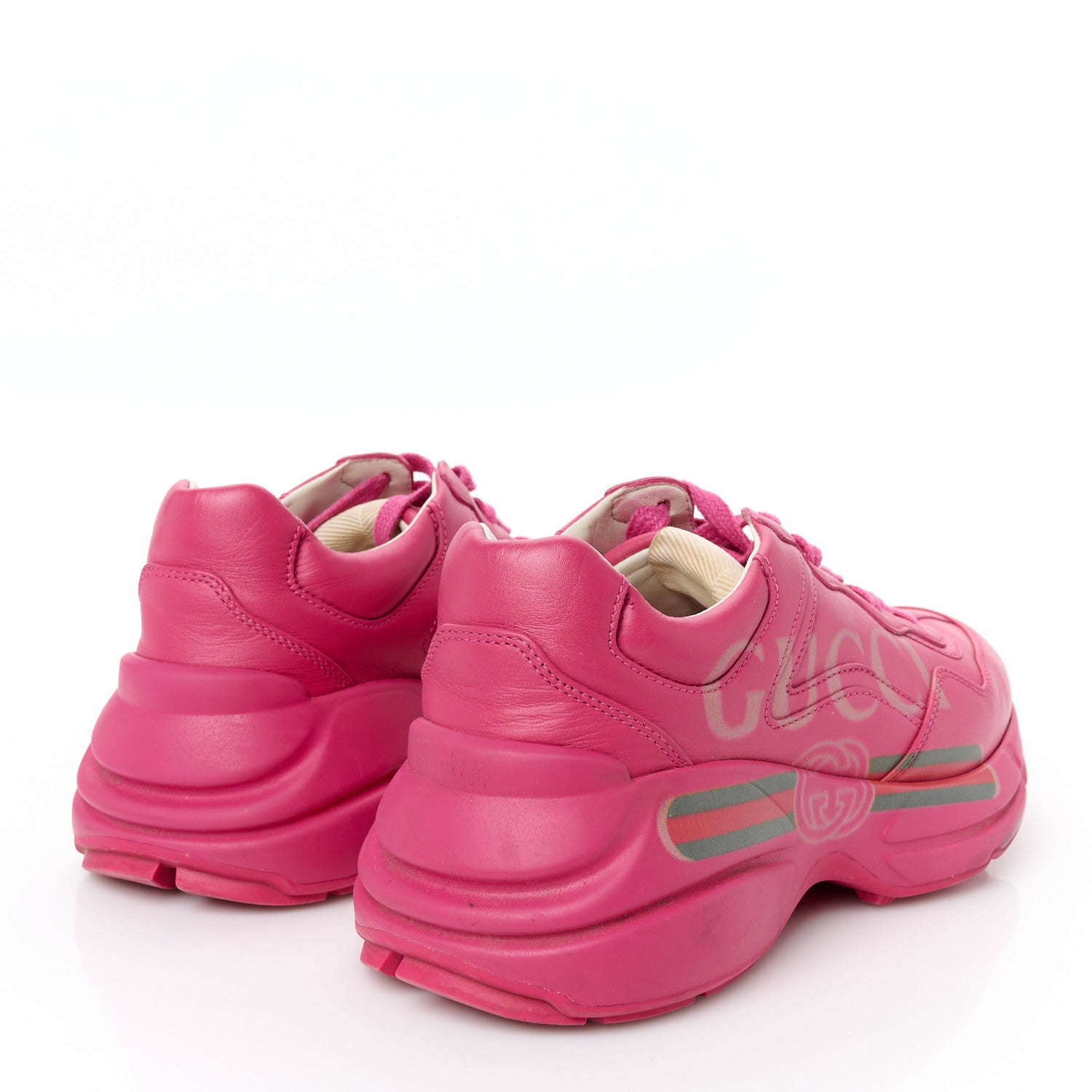 Calfskin Logo Womens Rhyton Sneakers 35 Box Pink