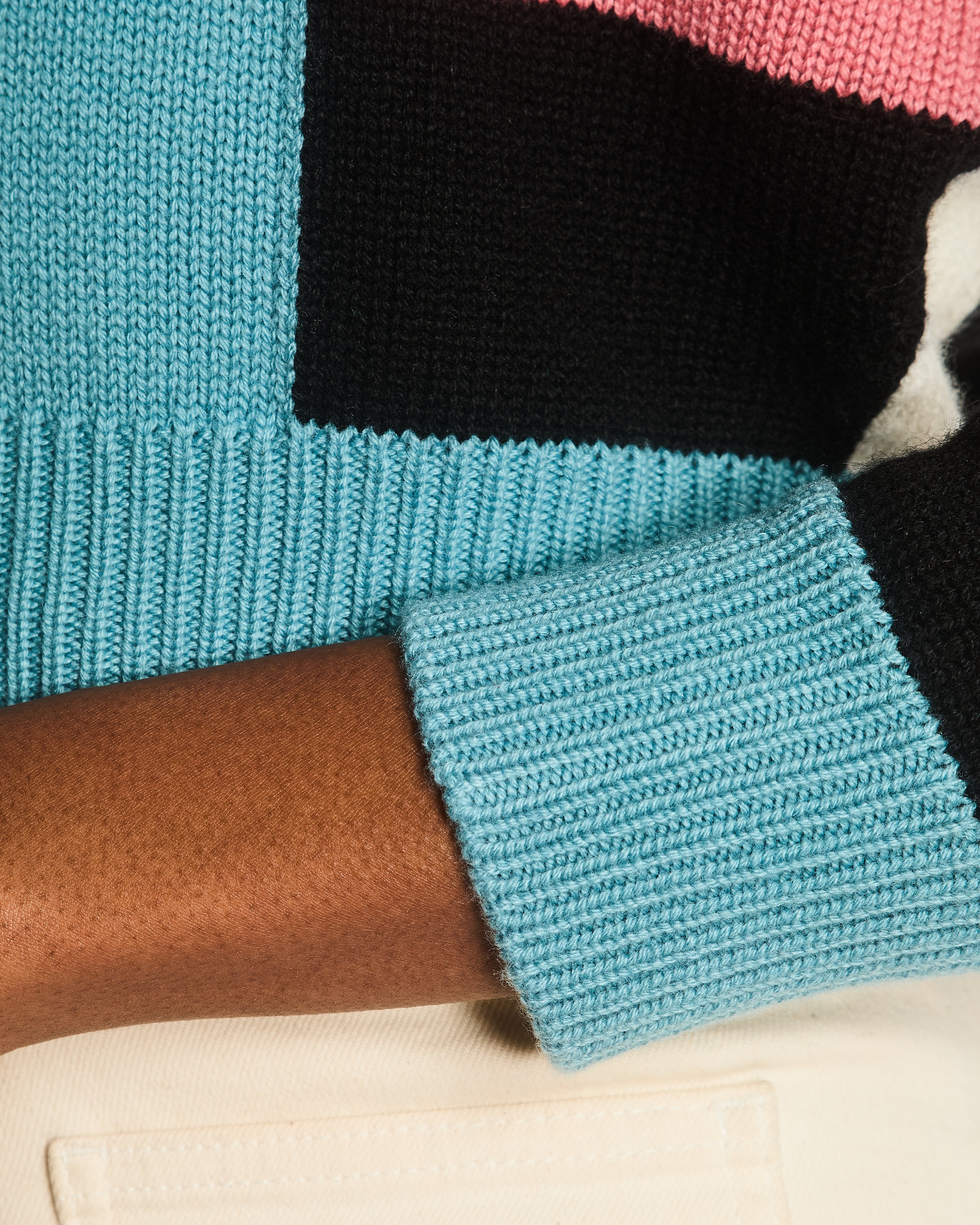 Hermès Fall 2024 Blue, Black and Pink Cashmere Striped Jumper Size FR 38 (UK 10)