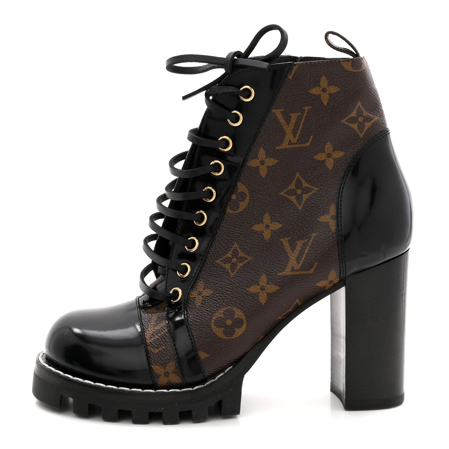 Patent Calfskin Monogram Star Trail Ankle Boots 39 Black