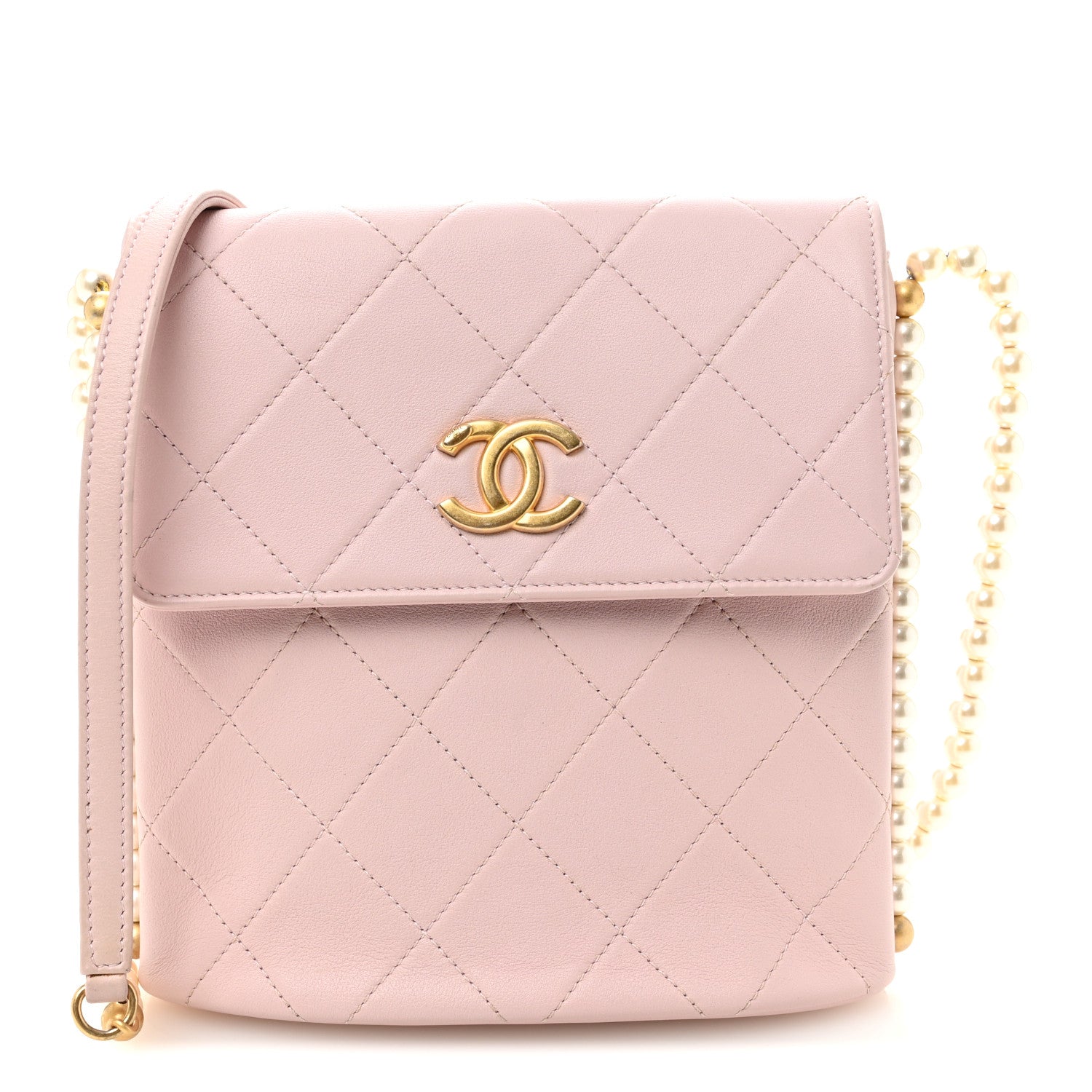 Calfskin Quilted Pearl Small About Pearls Hobo Bag Light Pink