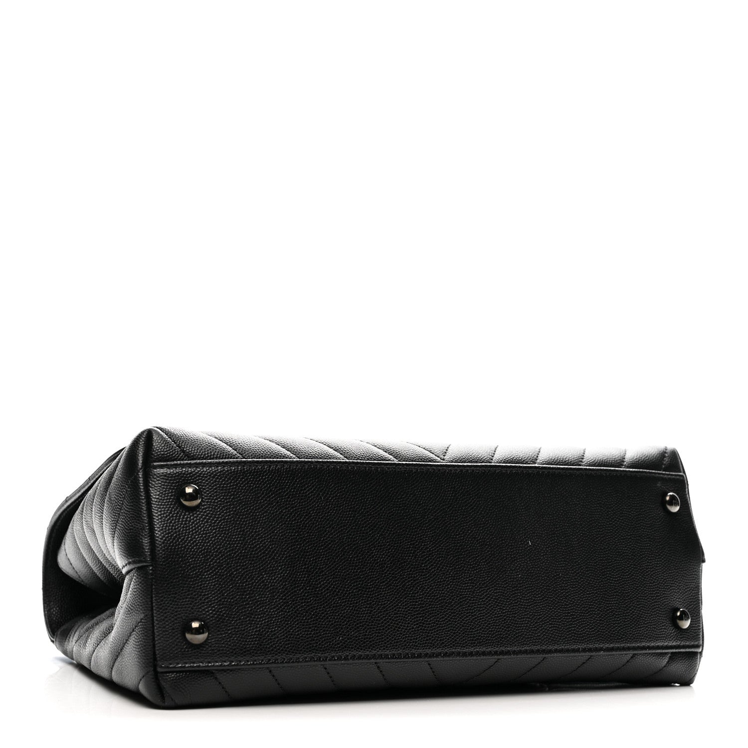 Caviar Chevron Quilted Small Coco Handle Flap So Black
