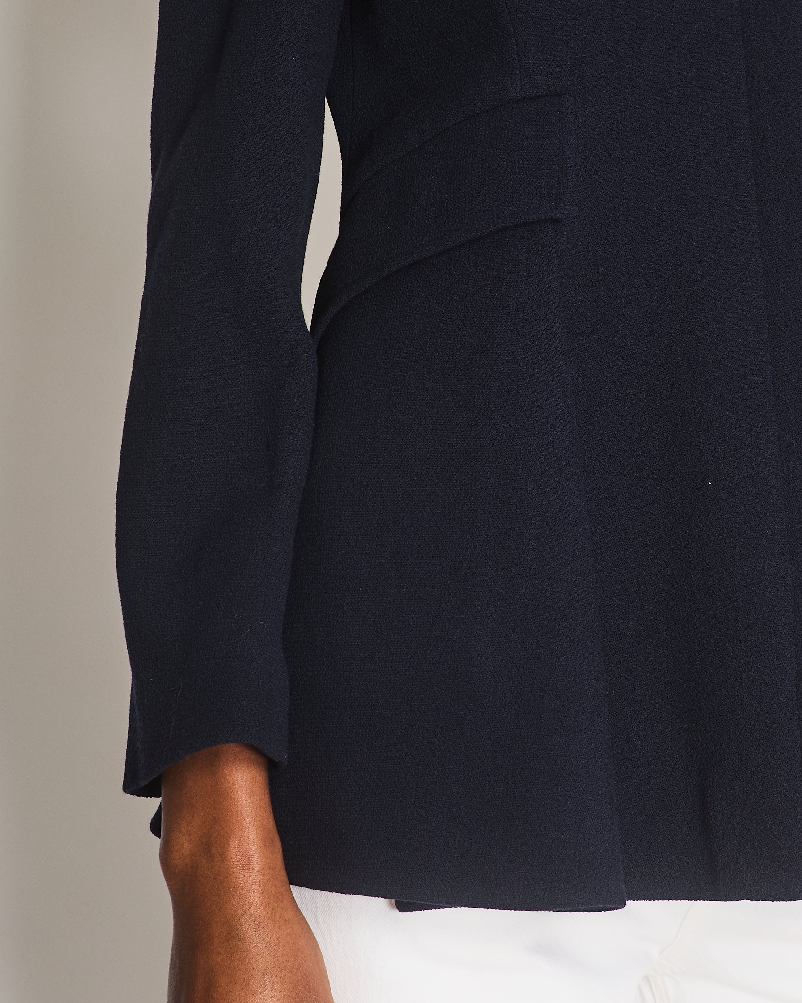 Christian Dior Navy Round Neck Coat with Pocket Detail Size FR 42 (UK 14)