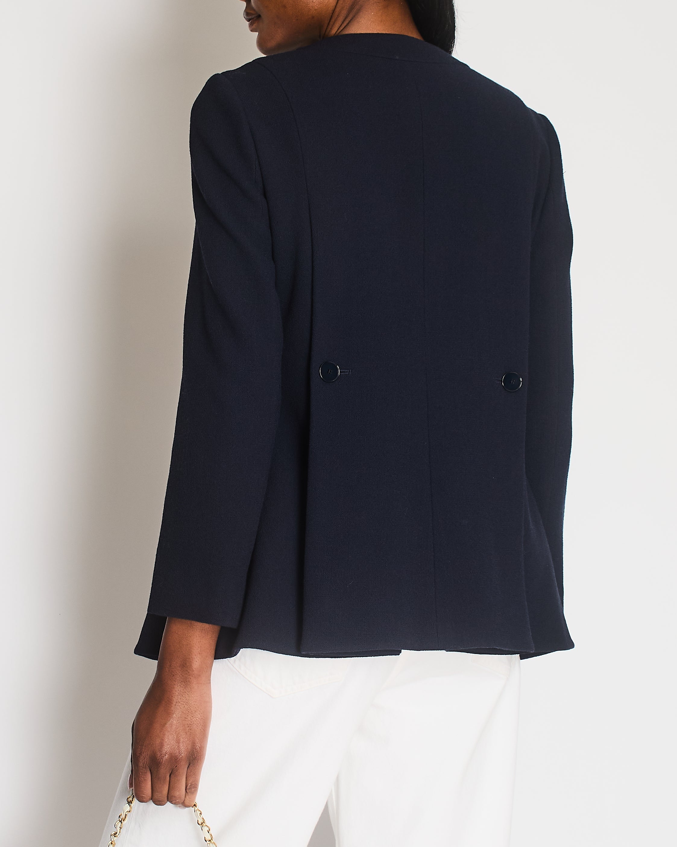 Christian Dior Navy Round Neck Coat with Pocket Detail Size FR 42 (UK 14)