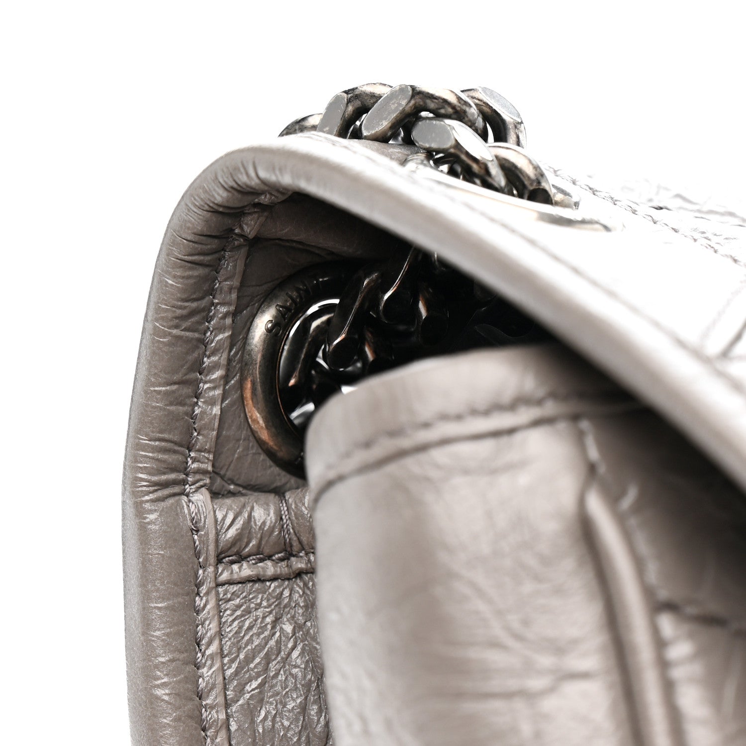 Crinkled Calfskin Matelasse Monogram Medium Niki Chain Satchel Storm