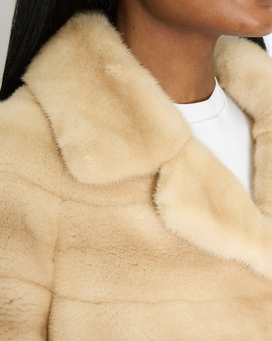 Christian Dior Beige Mink Coat with Alligator Sleeves Size FR 36 (UK 8)
