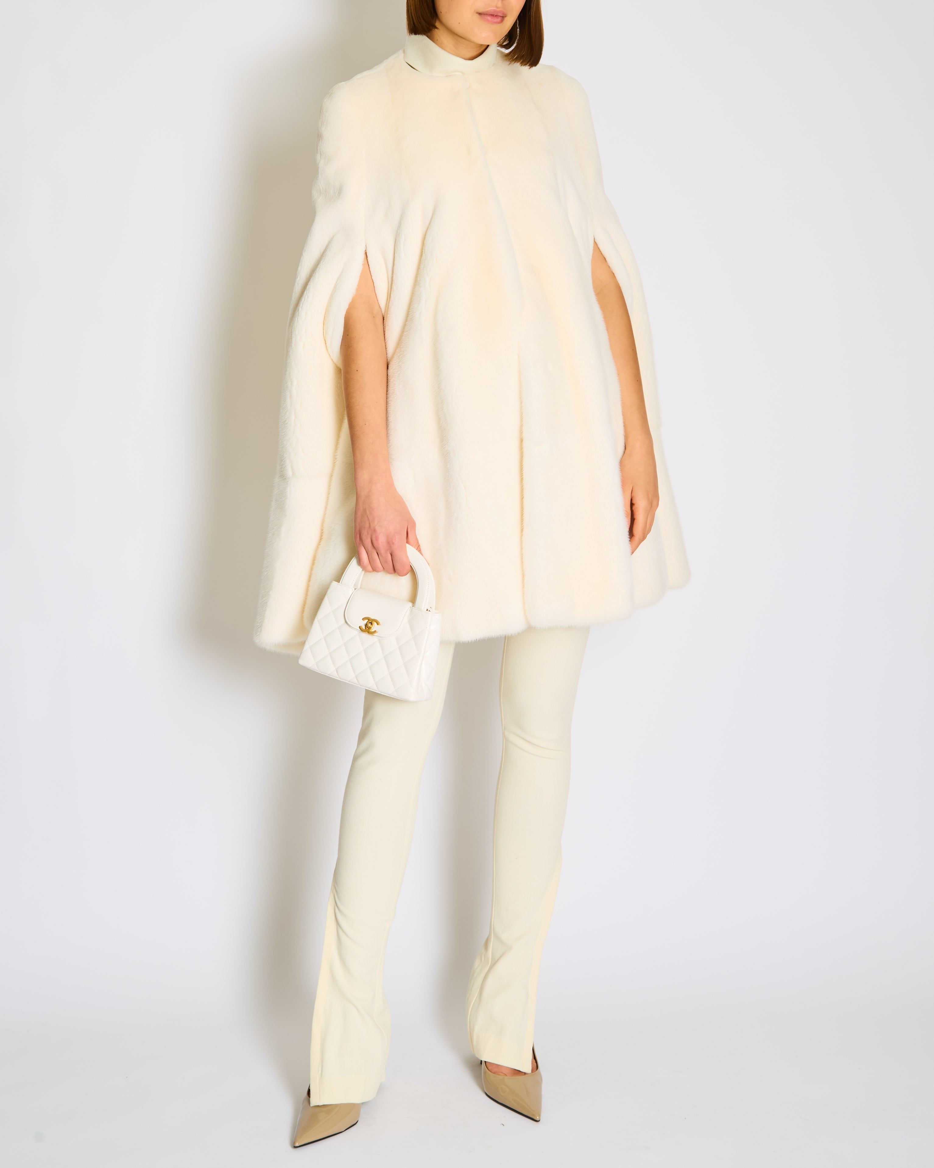 Christian Dior White Mink Fur Cape Coat Size FR 36 (UK 8)