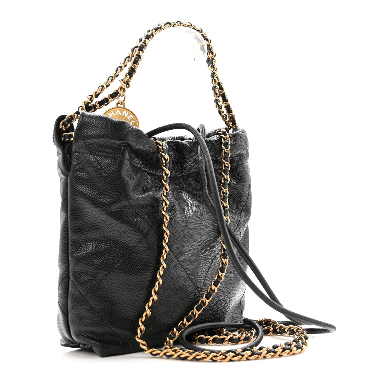 Shiny Calfskin Quilted Mini Chanel 22 So Black